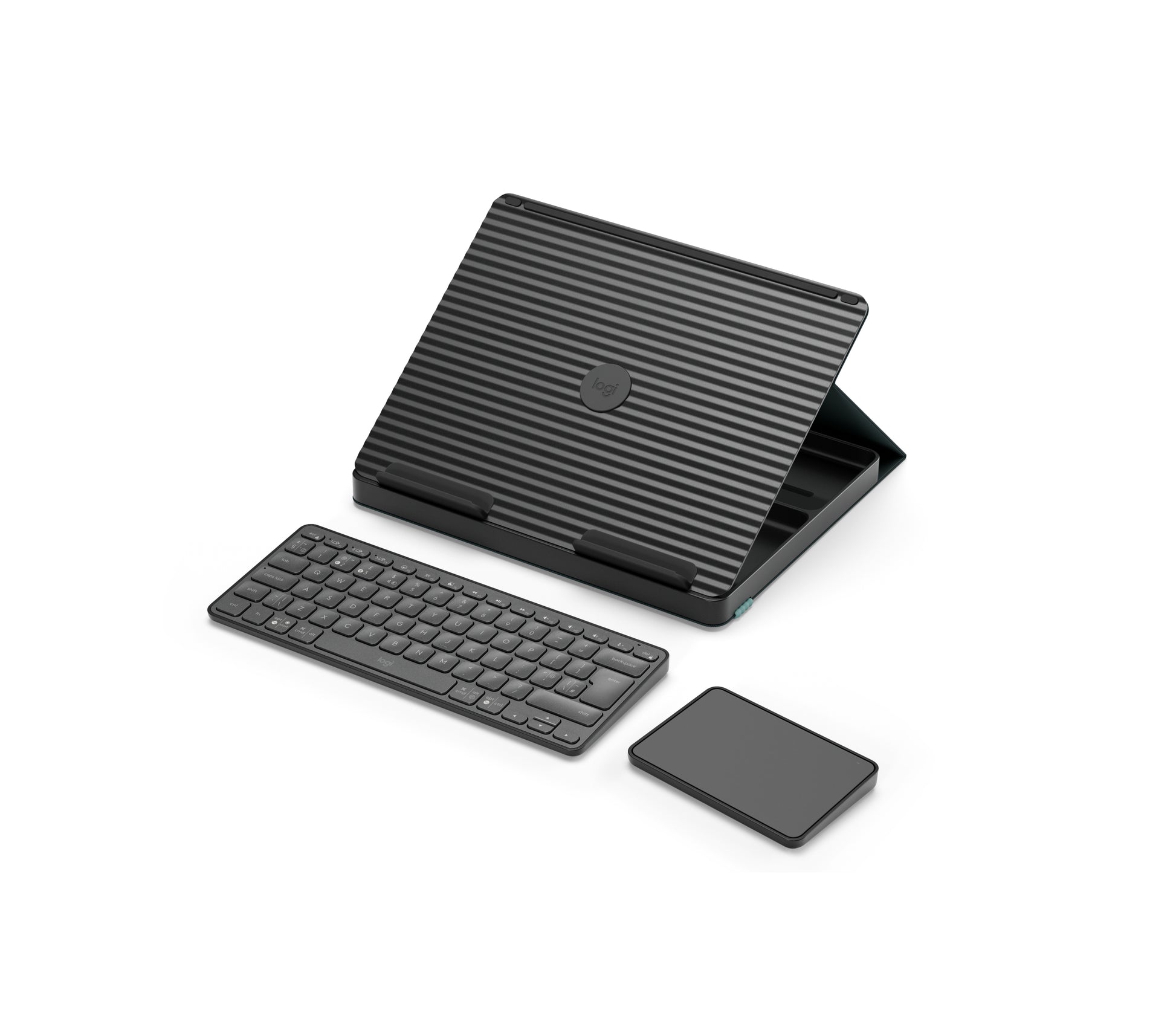 Logitech Casa Pop-Up Desk – Tastatur, kabellos (Bluetooth), UK-Layout (EN), Grau