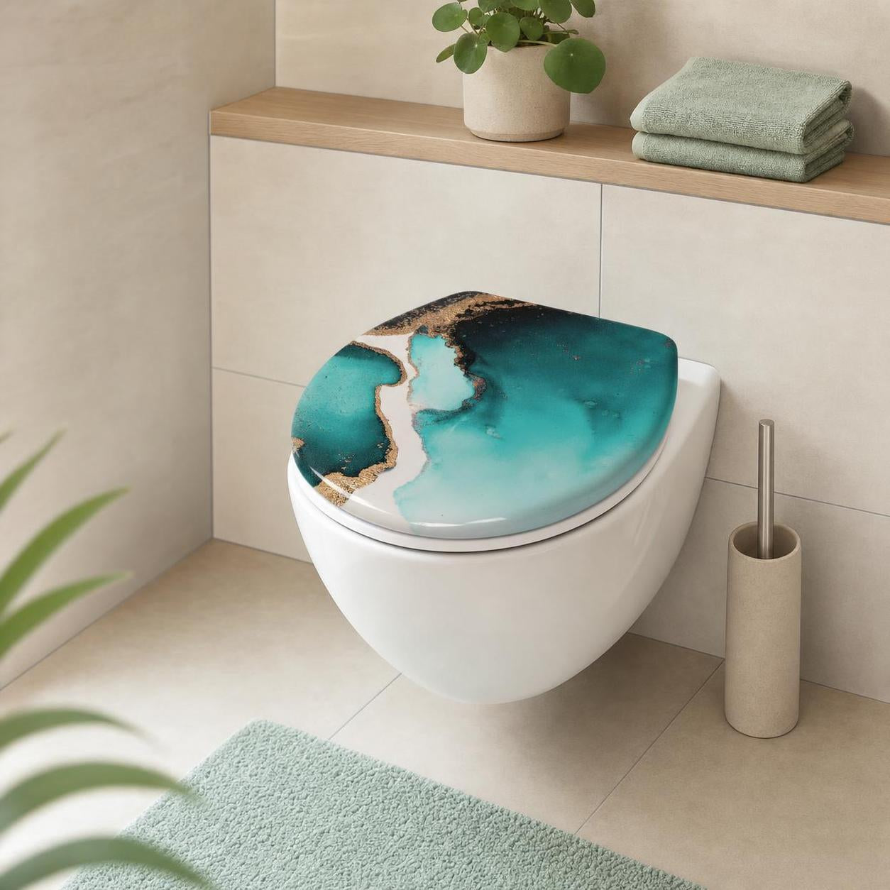 Kleine Wolke WC-Sitz – Duroplast, türkis, mit Deckel, Soft-Close, 37 × 45 × 5 cm