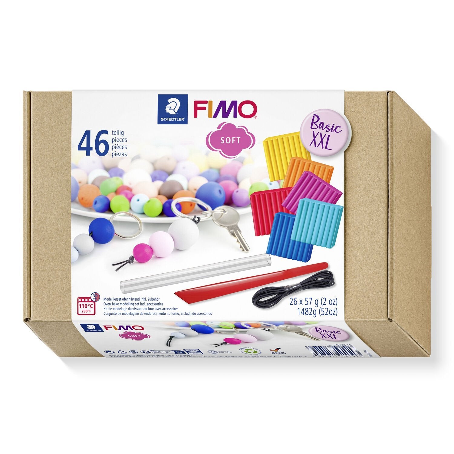 Staedtler FIMO Soft Basic XXL – Modelliermasse-Set (ofenhärtend) – 26 × 57 g – 46-teilig