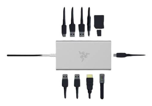 Razer Multiport-Adapter – USB-C, HDMI, 4× USB-A, 2× USB-C, 85 W PD, GbE, SD/microSD