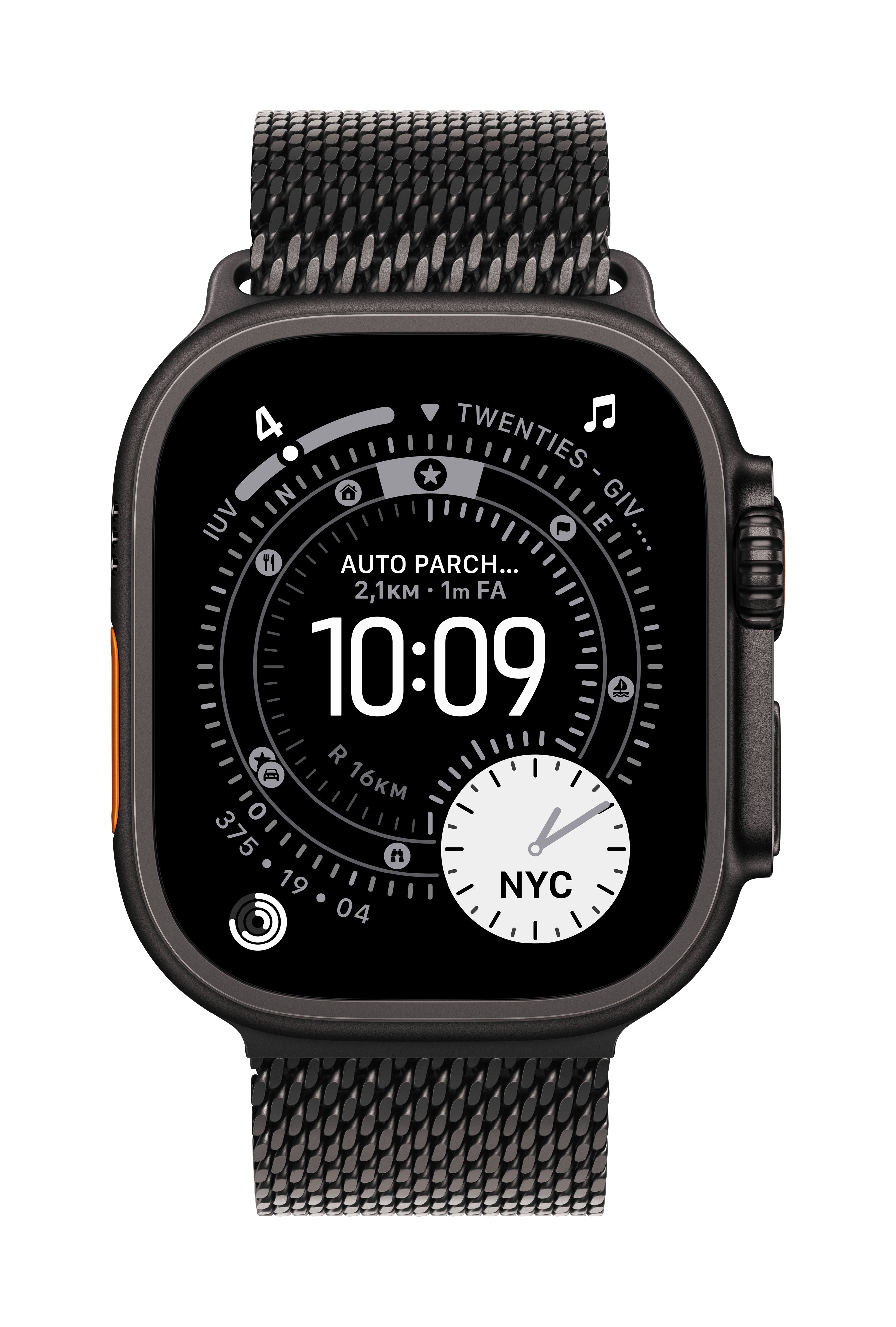 Apple Milanese Loop Titanium – Armband – für Apple Watch 49 mm, Schwarz, Grösse L