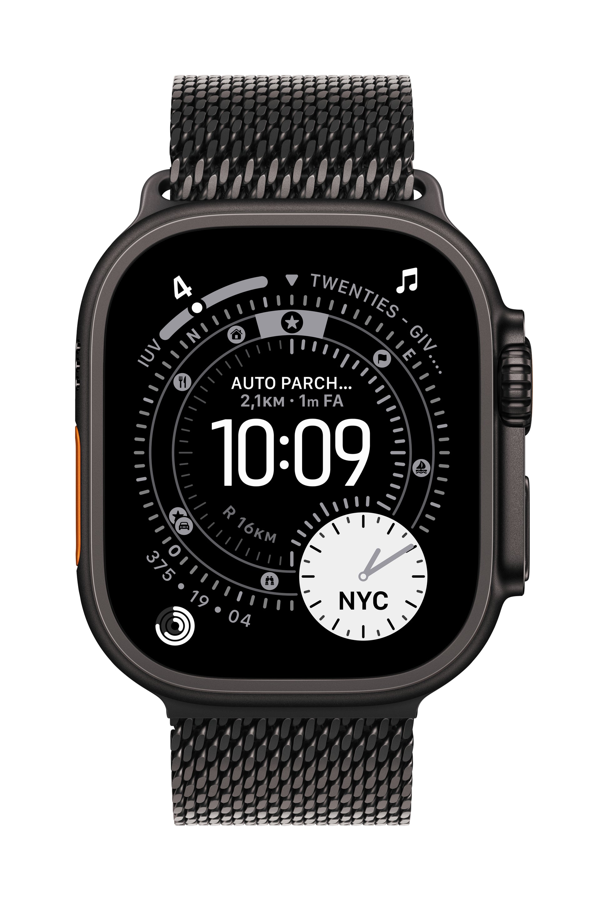 Apple Titan, Milanese Loop, Schwarz, L, für Apple Watch