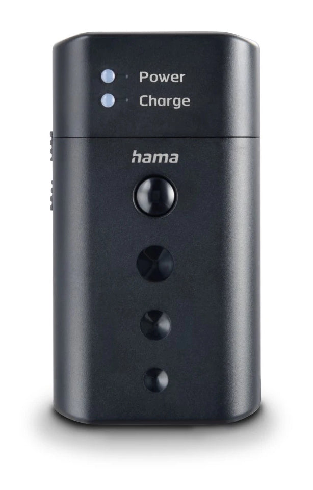 Hama Delta Travel Akkulader – für AA, AAA, Li-Ion und andere – 2-fach, USB, 2,4 A – Schwarz