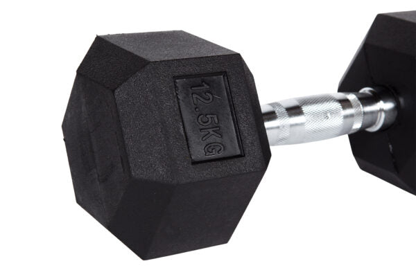 Fitcom Kurzhantel mit festem Gewicht, 12,5 kg, 32,5 × 14,0 × 16,0 cm, Gummi, Schwarz – 1 Stück