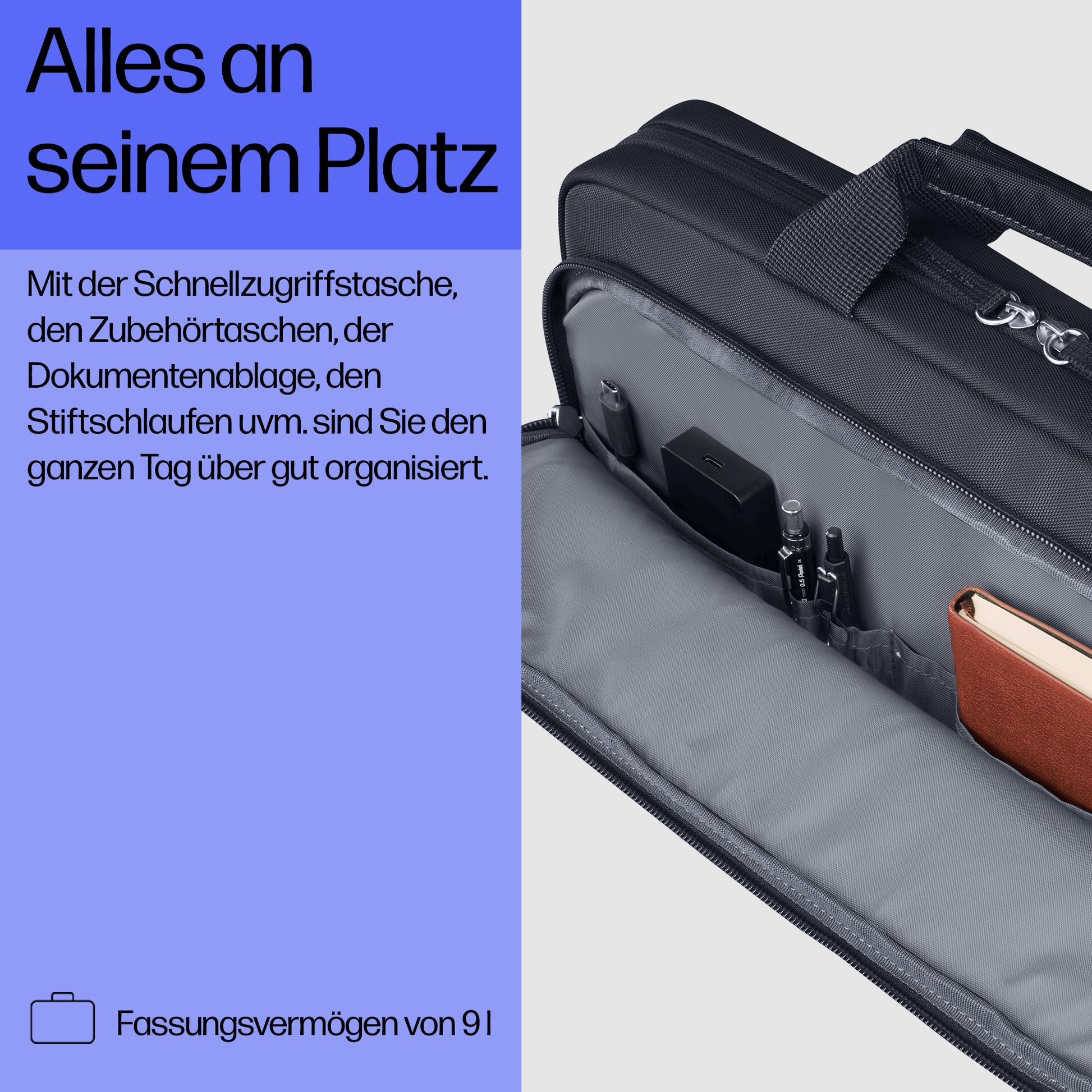 HP Notebook-Tasche für Laptops bis 14,1" – abnehmbarer Schultergurt, wasserfest – Odyssey Grau
