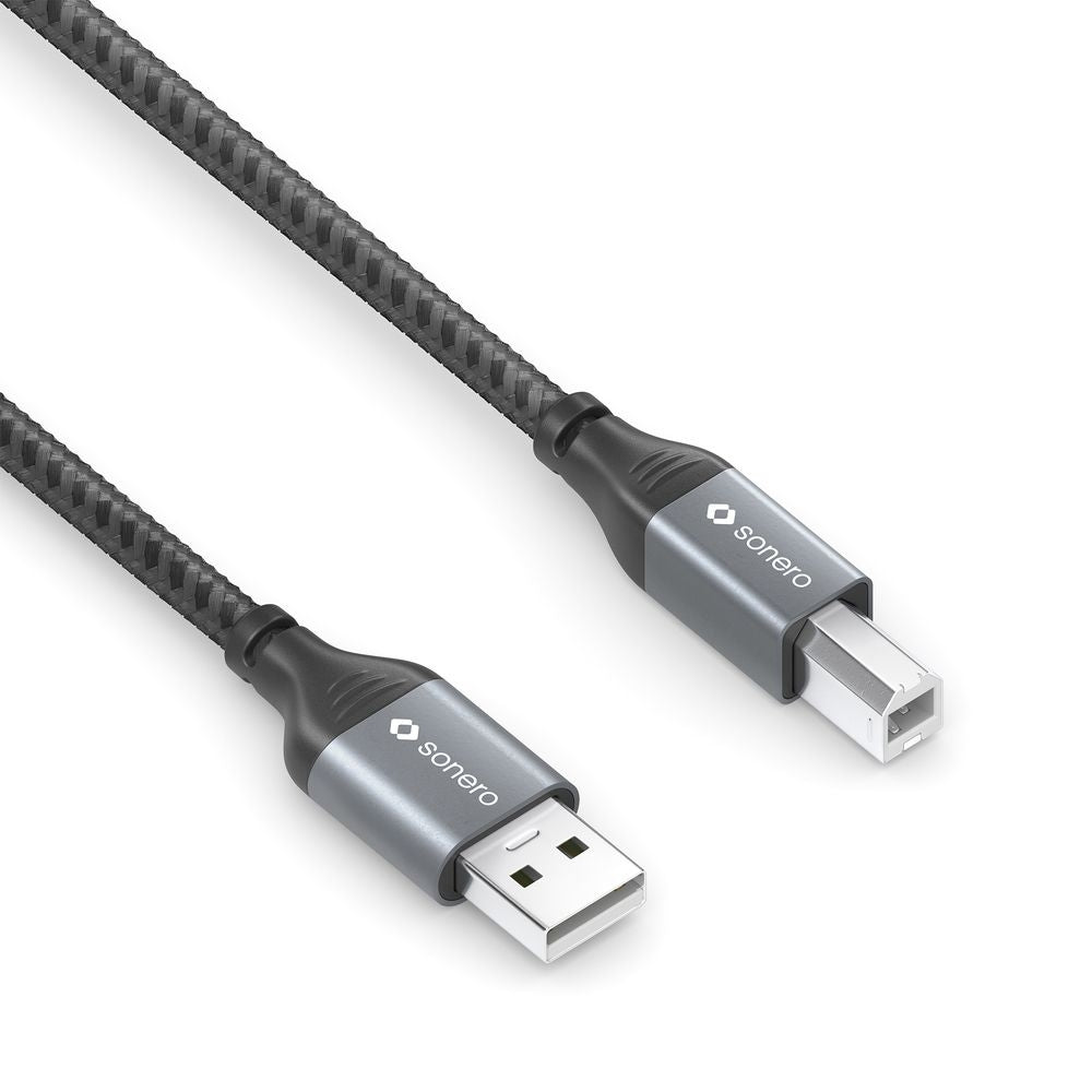 Sonero – USB-Kabel – USB-A auf USB-B – USB 2.0 (480 Mbit/s) – 0,5 m – Geflochtenes Nylon – Schwarz