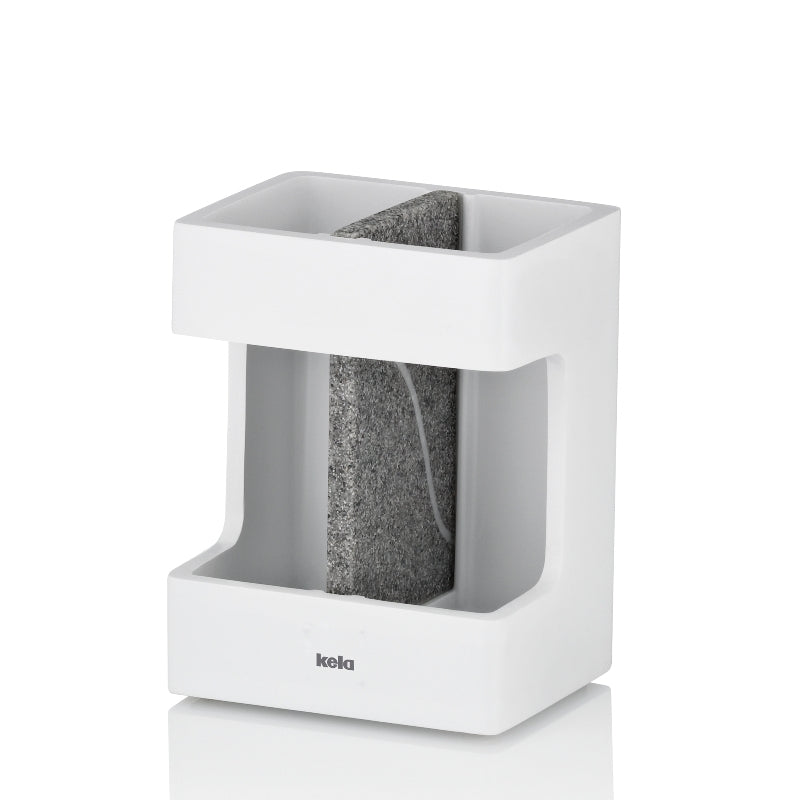 Kela Zahnbürstenhalter – 6,5×8,5×11,5 cm, Polyresin/Eiche, Weiss
