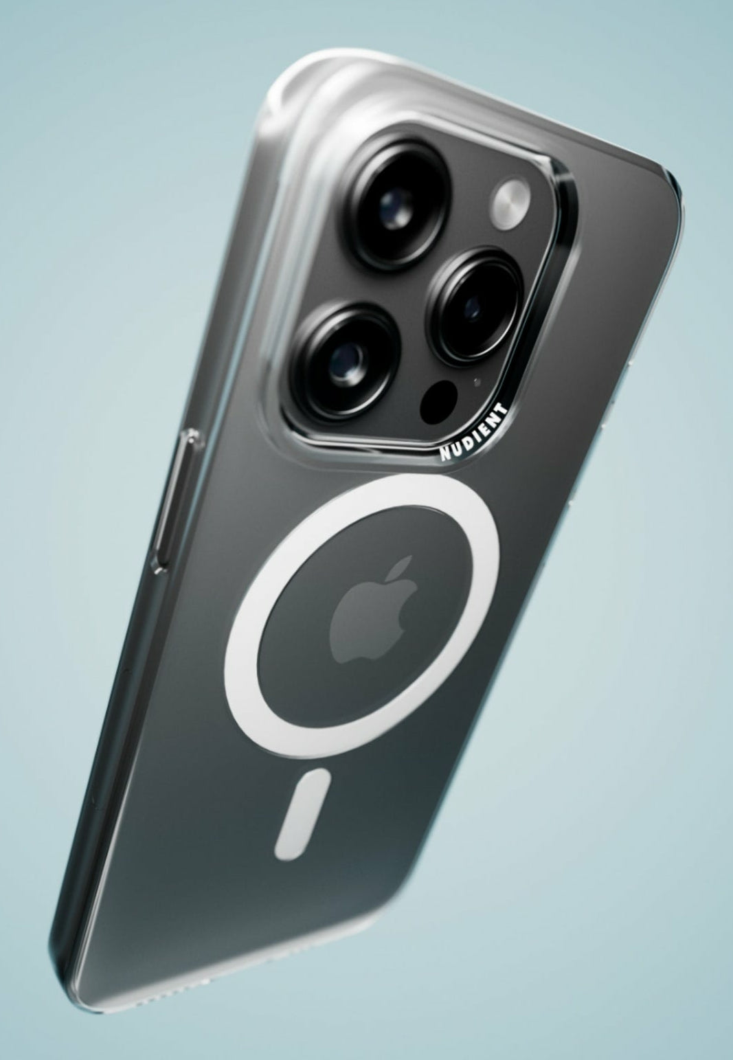 Nudient – Backcover – für Apple iPhone 15 Pro – transparent – recycelbarer Kunststoff – MagSafe-kompatibel