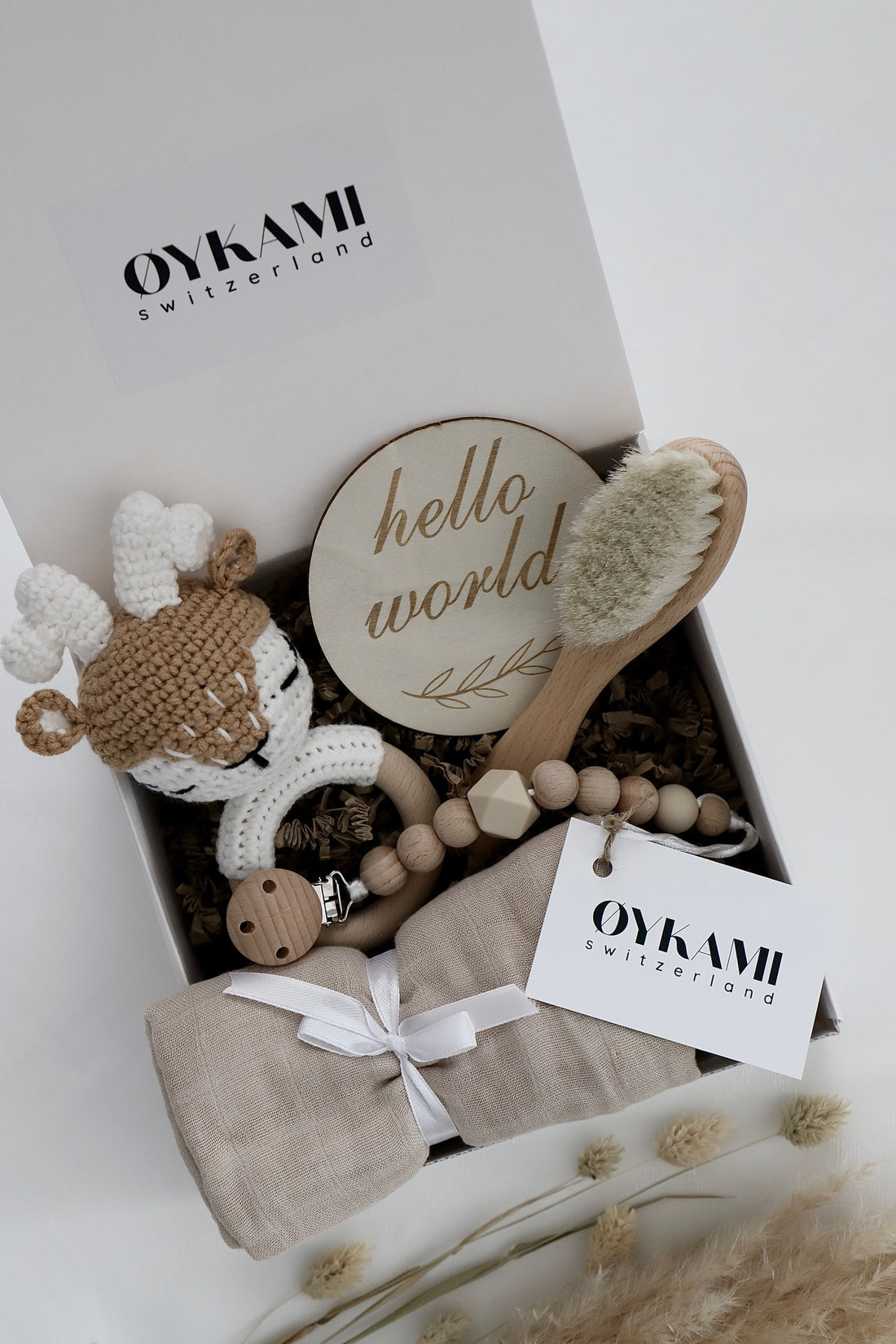 Oykami – Geschenkbox – Holz, Baumwolle – Beige