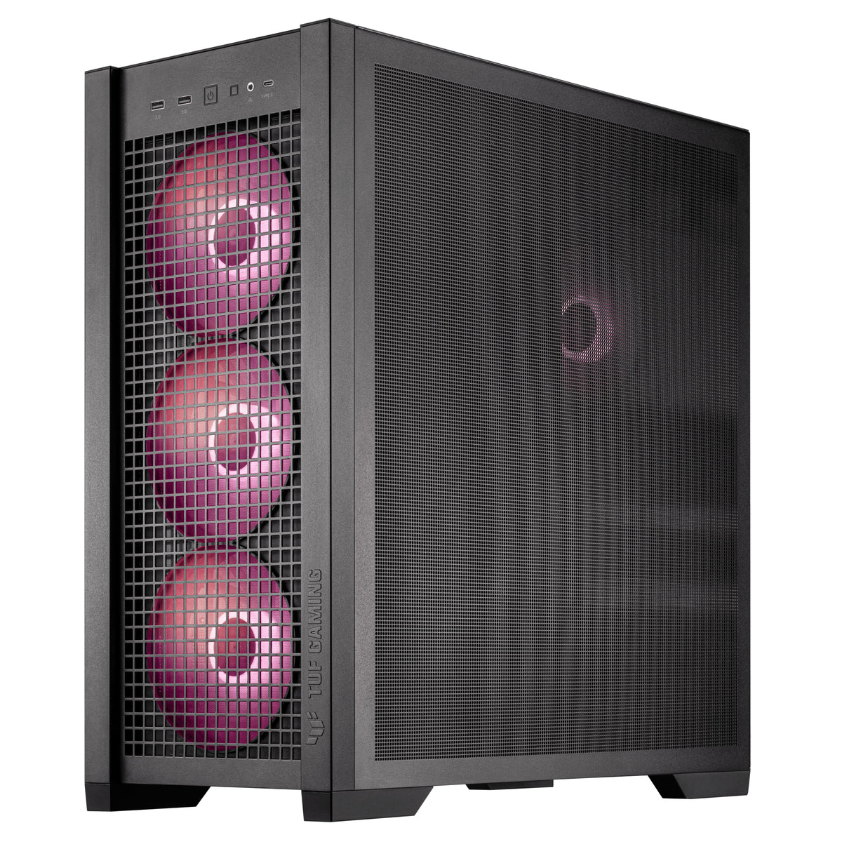 ASUS TUF GAM GT302 TG ARGB – PC-Gehäuse (Midi Tower) – Schwarz, 3×140 mm vorne, 1×140 mm hinten