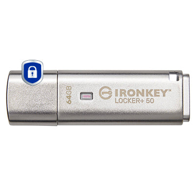Kingston Technology Kingston IronKey Locker+ 50 USB-Stick – 64 GB, USB 3.2, 256-Bit AES-Verschlüsselung