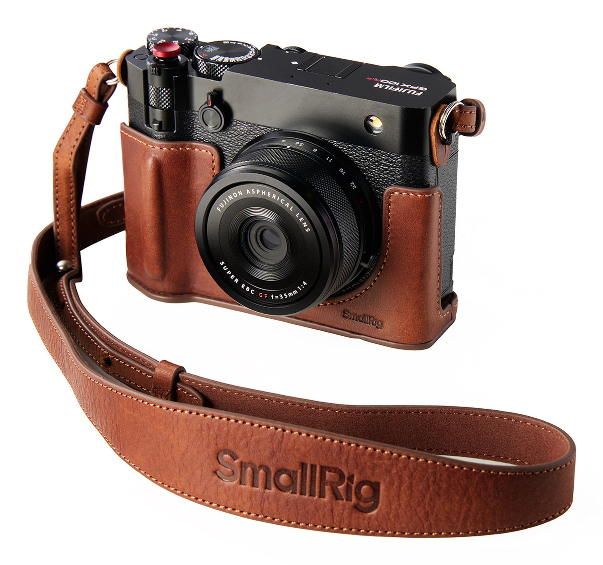 SmallRig 5268 Leder-Gehäuse-Kit – Aluminium/Leder/Mikrofaser – für Fujifilm GFX100RF – Braun