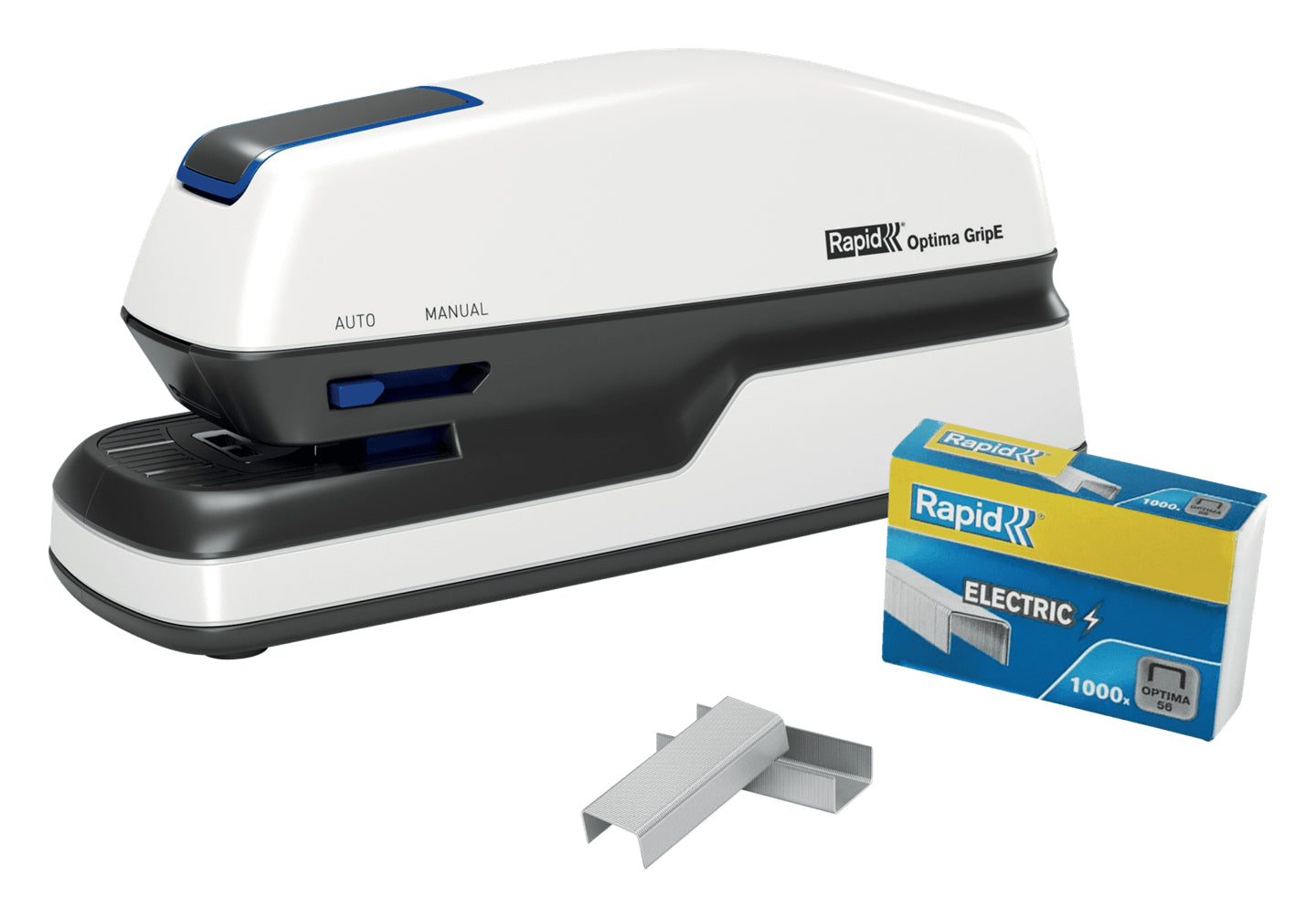 Rapid Optima Grip – Elektrischer Hefter, 20 Blatt, Einlegetiefe 26 mm, Schwarz/Silber