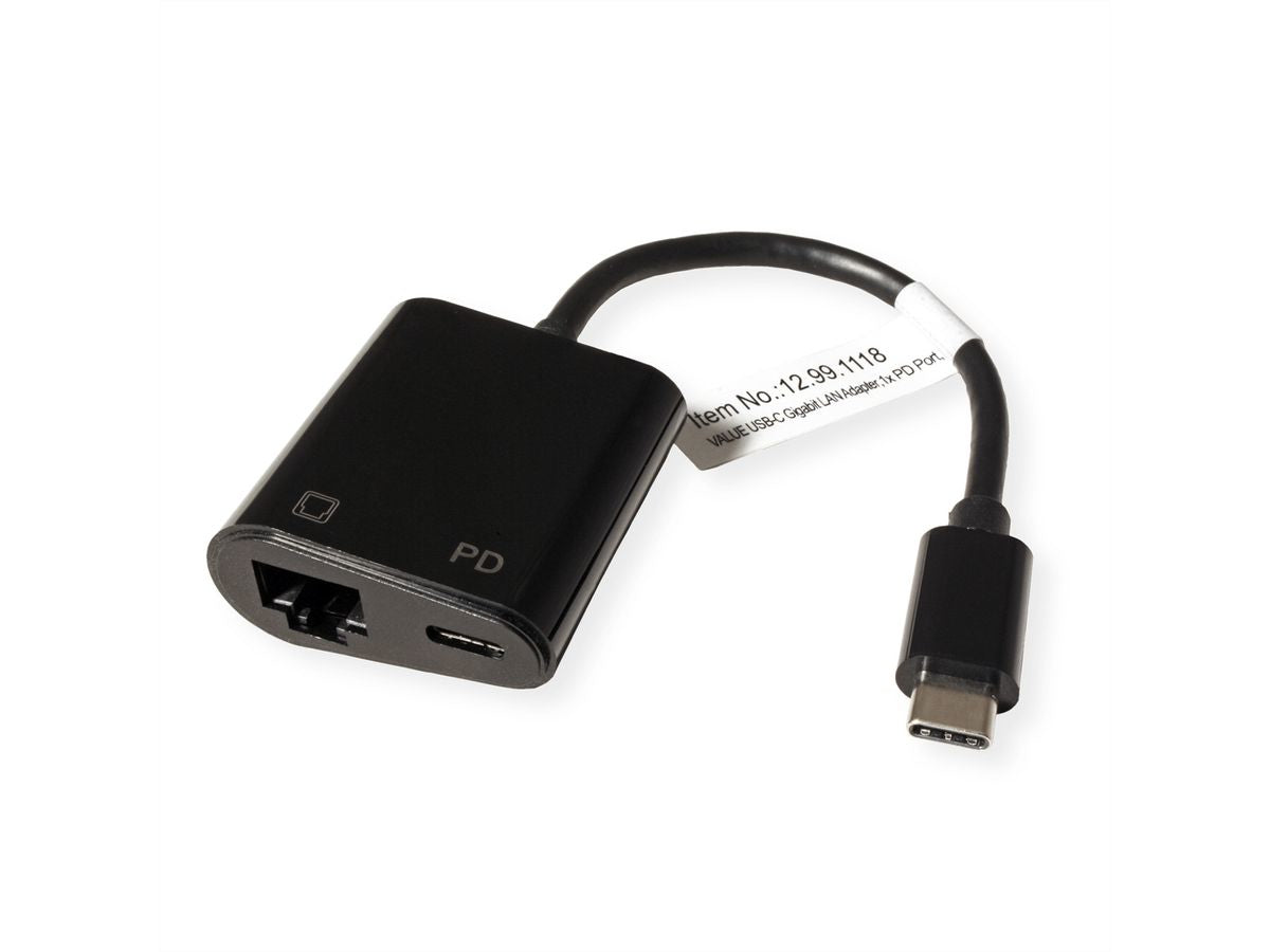 VALUE USB 3.2 Gen 2 Typ C zu Gigabit Ethernet Adapter – 1× RJ-45, PD Port 100 W