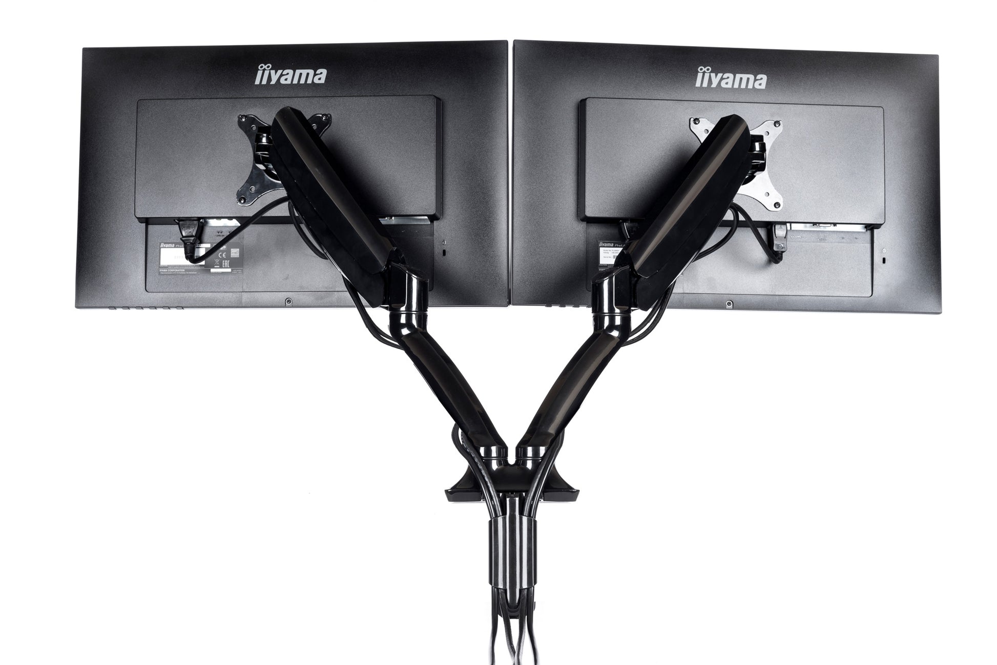 iiyama Monitorarm, Dual, Tischklemme, bis 27", VESA 100 × 100 mm, 5 kg, Gasfeder