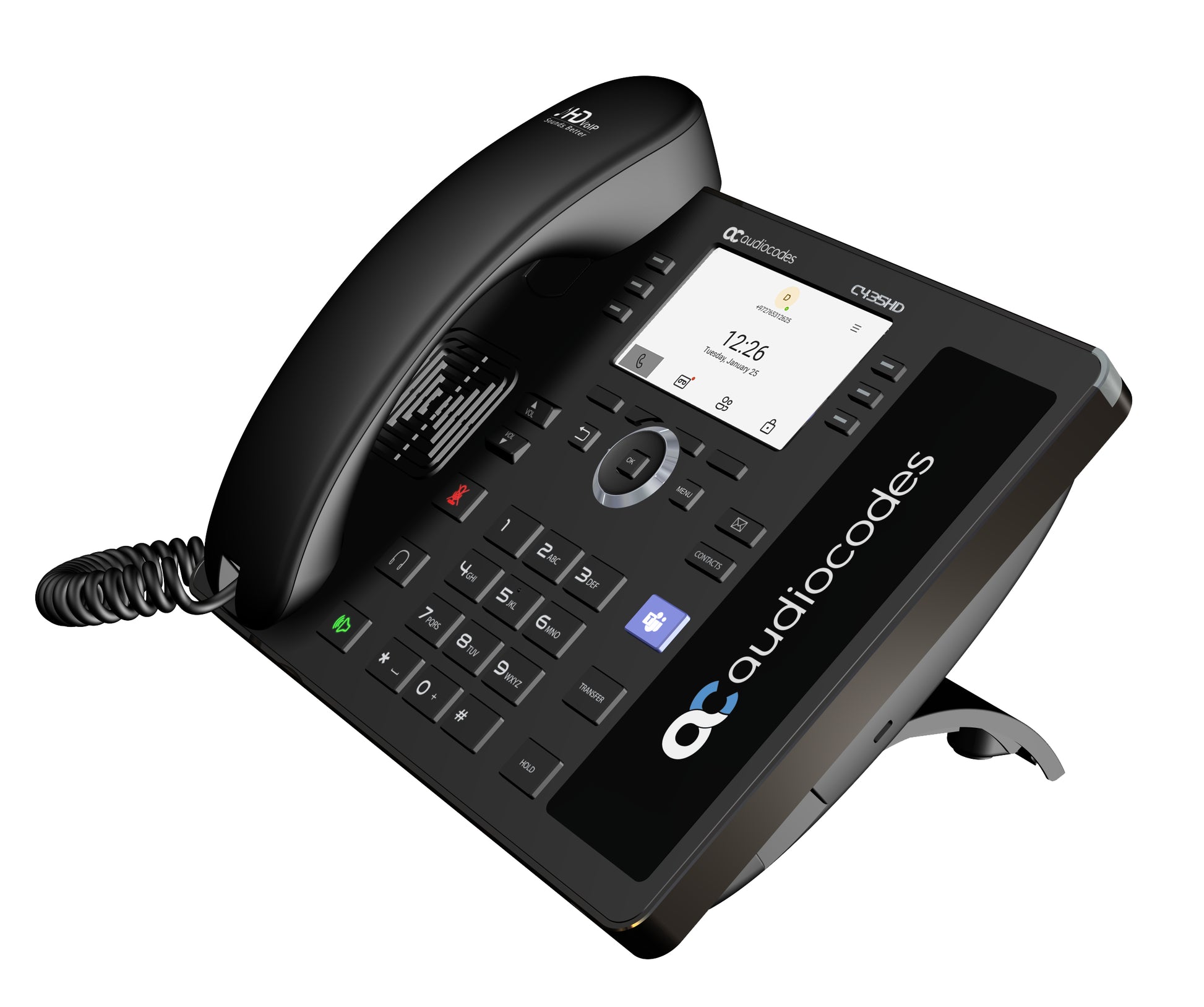 AudioCodes C435HD-R – für Microsoft Teams, PoE, Gigabit Ethernet, Schwarz