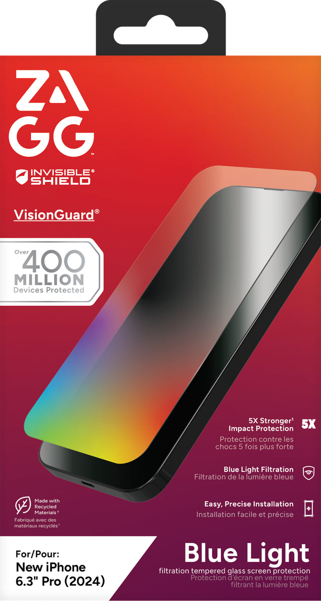 ZAGG Displayschutzglas Glass Elite VisionGuard – für Apple iPhone – Gehärtetes Glas