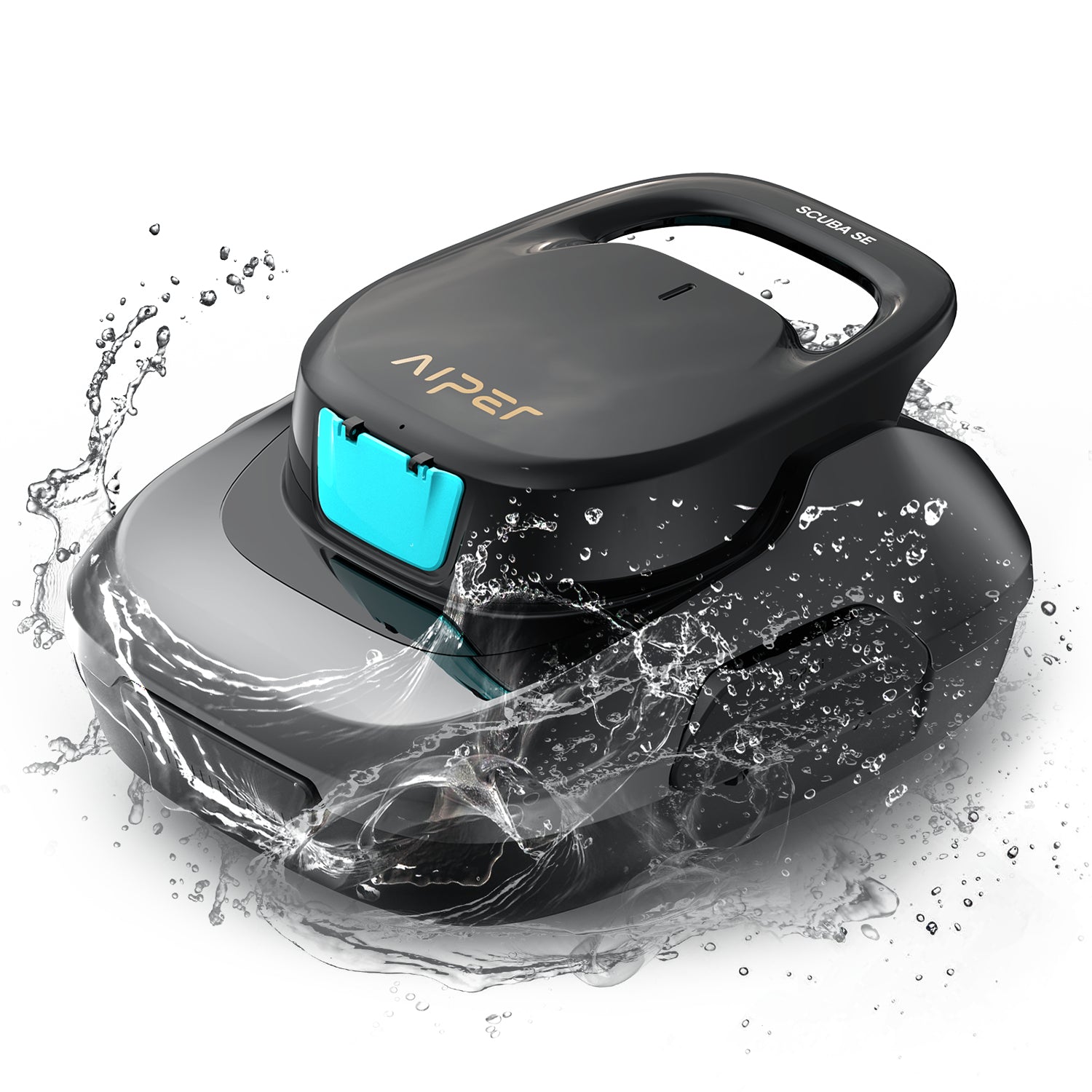 Aiper Roboter-Pool-Reiniger Scuba SE – 80 m², schwarz/grau, 28,0 × 34,3 × 17,0 cm