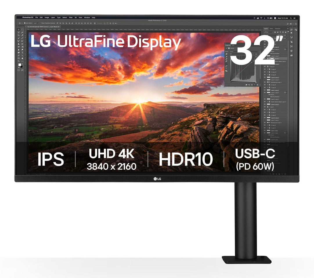LG 32UN880K-B – 31,5", 3840 × 2160 (4K), IPS, USB-C 60 W, HDR10