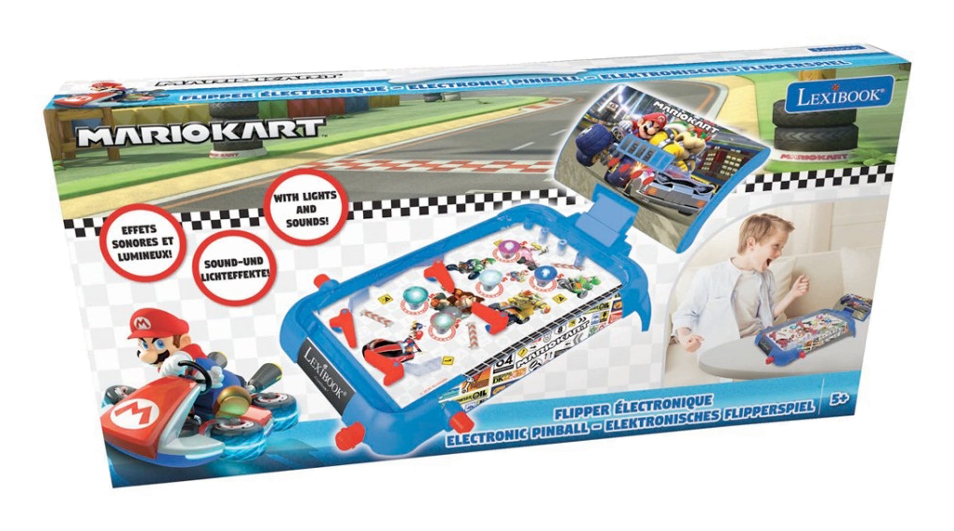 Lexibook Mario Kart elektronischer Flipper – Geschicklichkeitsspiel, 1–2 Spieler, ab 5 Jahren, 30 Min., DE/EN/FR