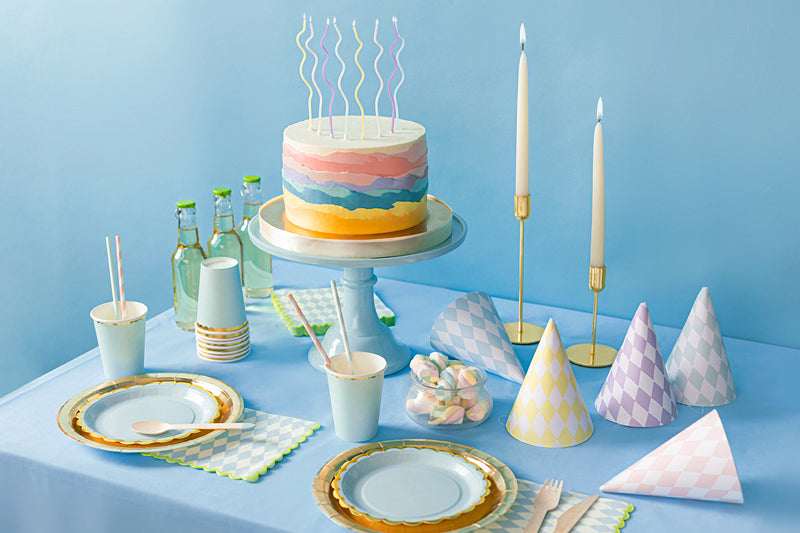 PartyDeco Geburtstagskerzen – Mehrfarbig – 14 cm – 8 Stk – Gedreht