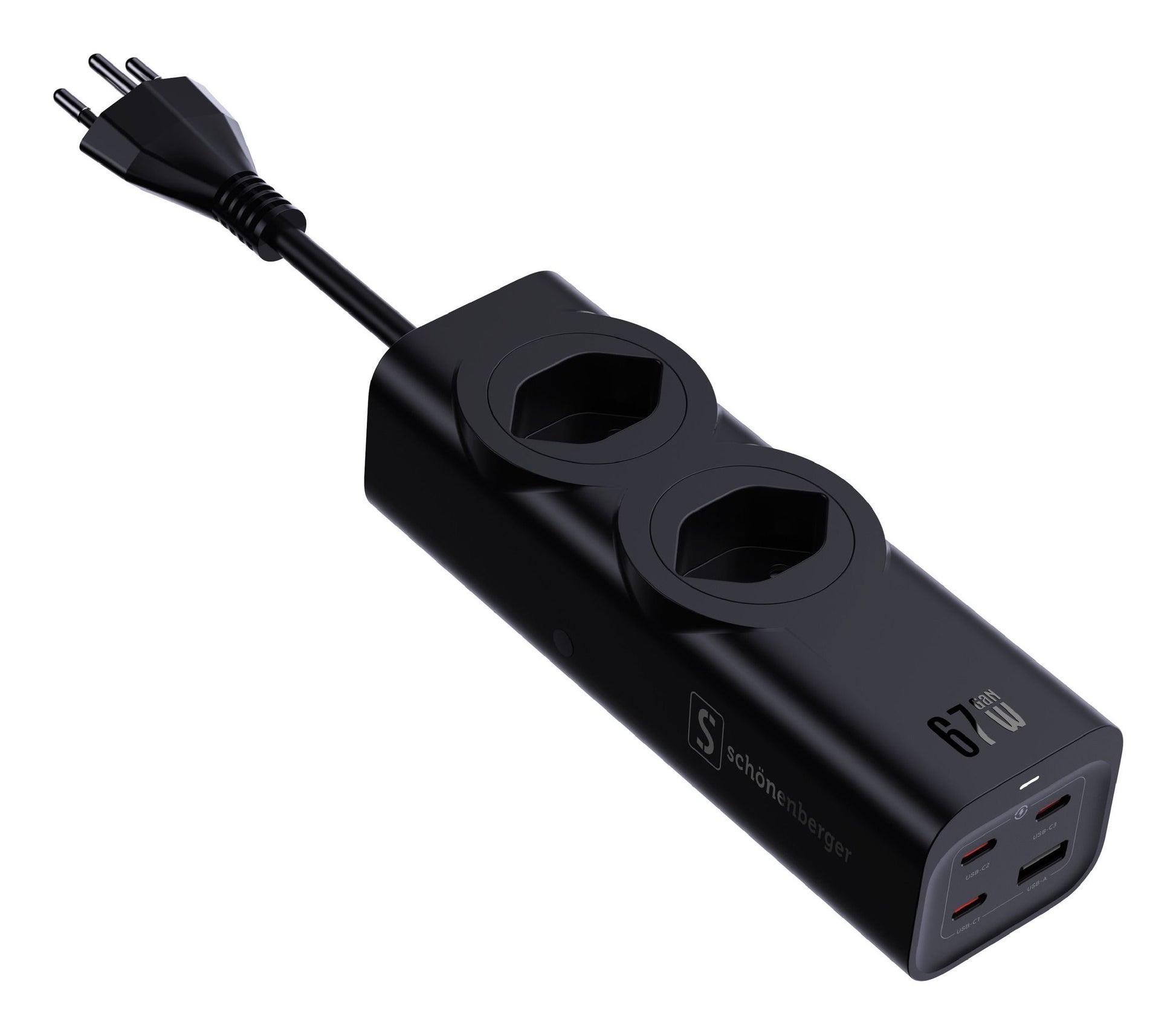 M. Schönenberger Schnellladestation 2xT13 3xUSB-C 1xUSB – Power Delivery 3.0, Schwarz
