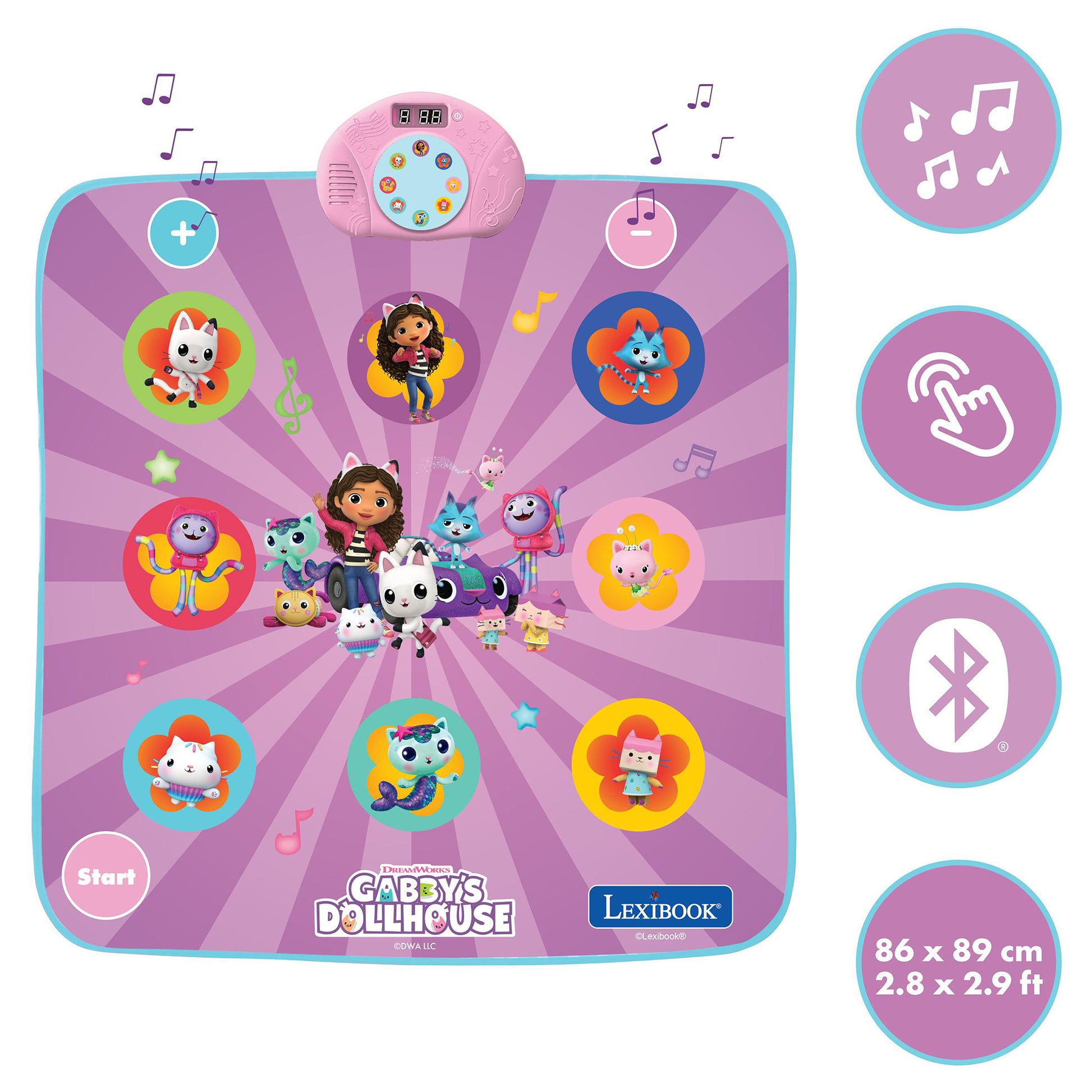 Lexibook Gabby Tanzteppich – 6 Spielmodi – 86,0 × 89,0 cm – 3 × AA (nicht inkl.) – ab 3 J. – mehrfarbig