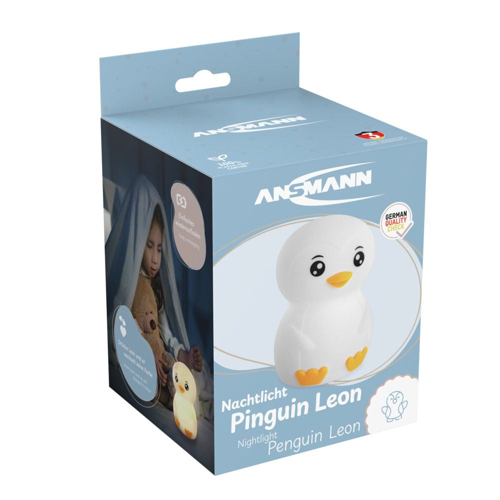 Ansmann Nachtlicht Pinguin – 10 lm, 0,2 W, RGBW, dimmbar, weiss, USB