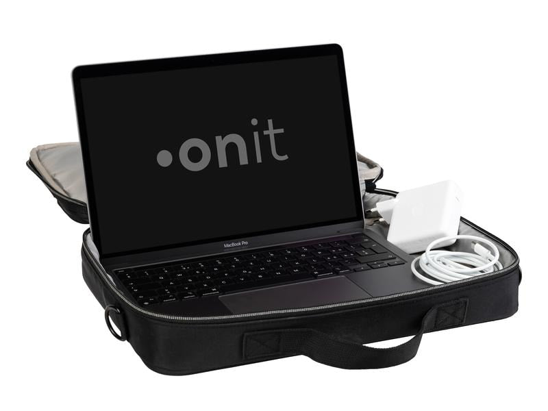 ONIT Notebook-Tasche bis 14,1" – Trolley-Band, abnehmbarer Schultergurt – Schwarz