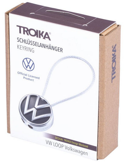 TROIKA Schlüsselanhänger VW Loop – Metall, Schwarz/Silber, 80 × 32 × 12 mm, 6er-Pack