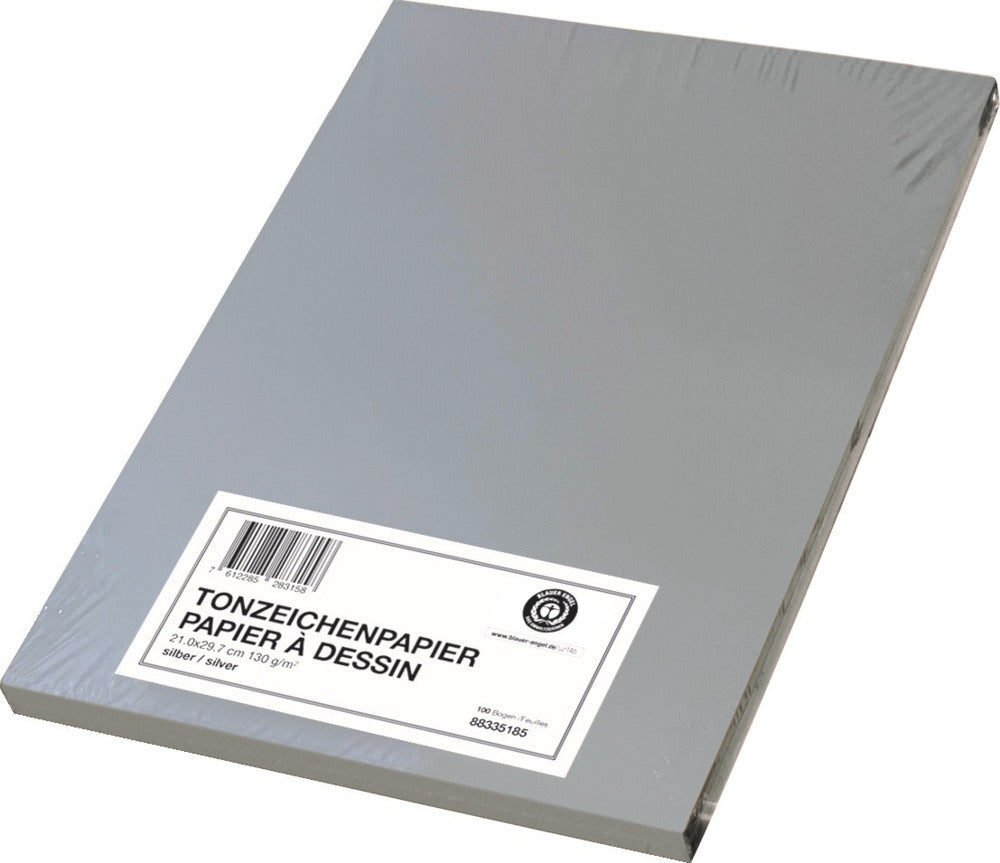 Papyrus Tonzeichenpapier – A4, 130 g/m², silber, matt, 100 Blatt