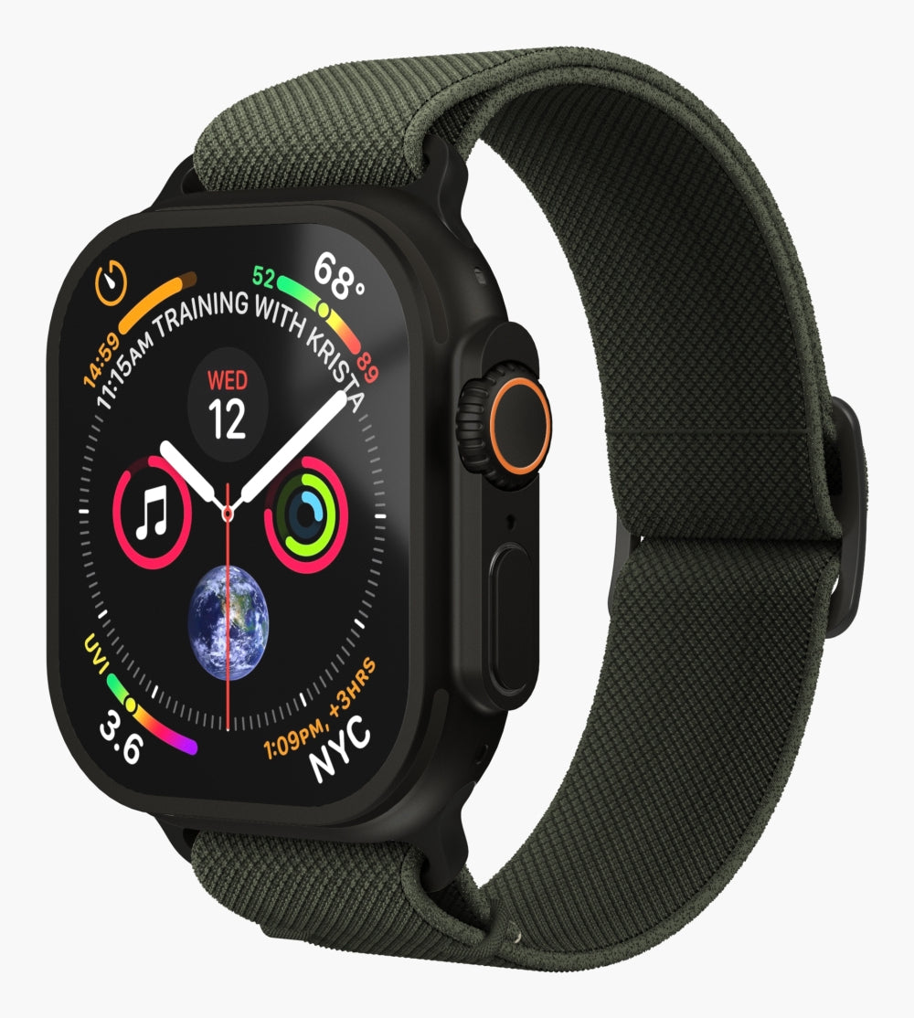 Vonmählen Classic Nylon Loop – Armband – für Apple Watch Ultra – Schwarz/Olive, One Size, Nylon
