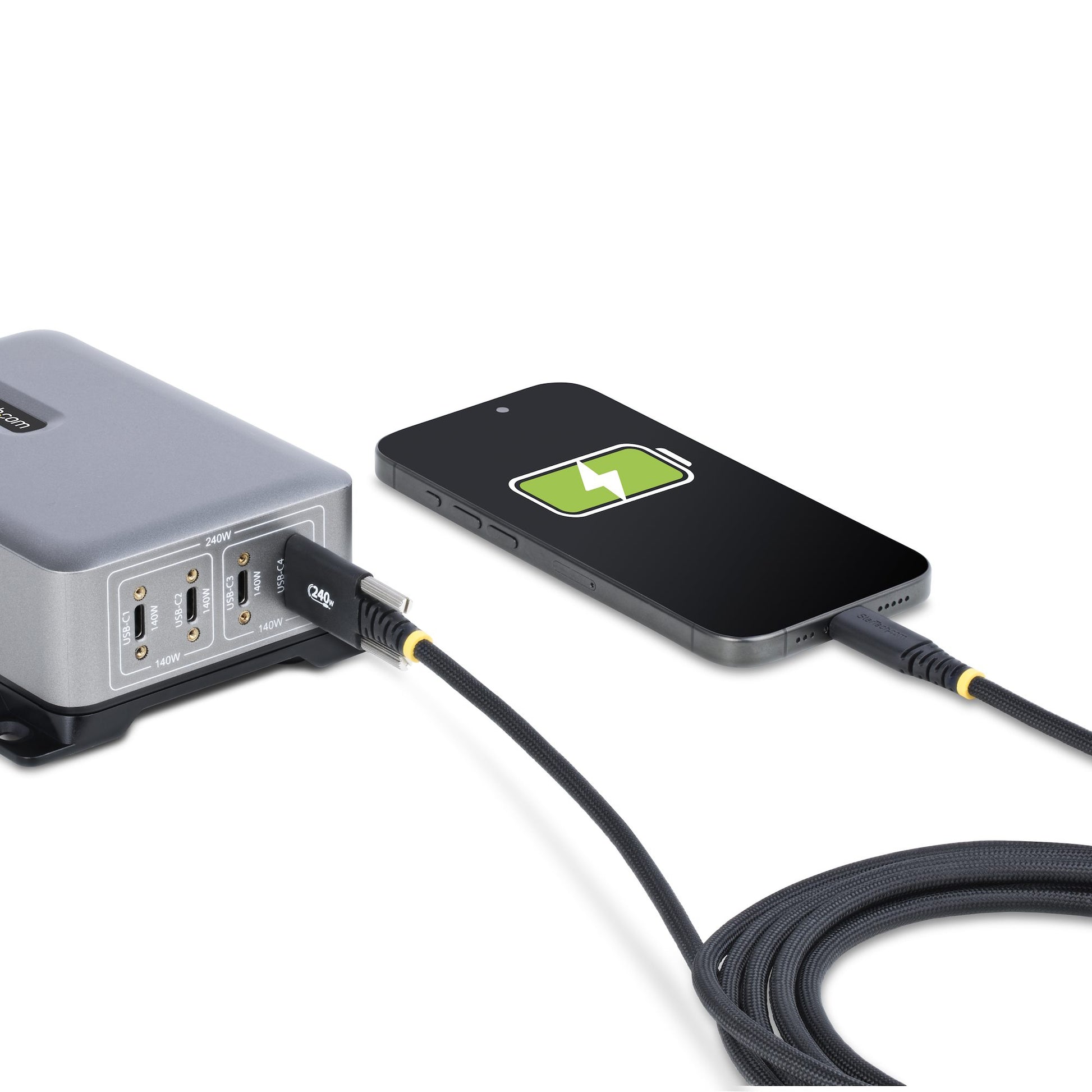 StarTech.com USB-C auf USB-C Kabel – USB 2.0 (480 Mbit/s) – 2 m – PD 240 W – Geflochten – Schwarz