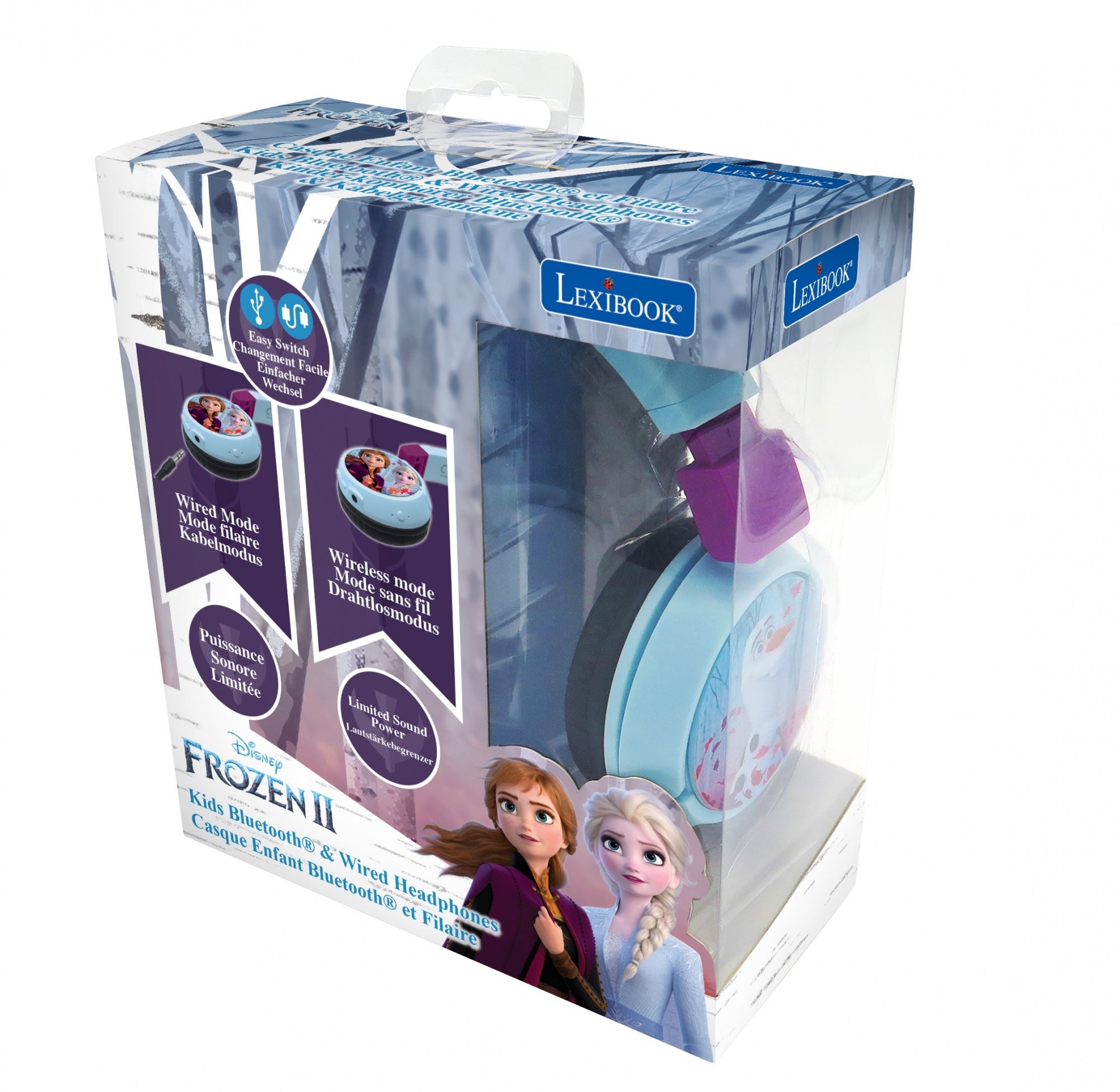 Lexibook HPBT010FZ Kinderkopfhörer – On-Ear, Stereo, Kabel + BT, 85 dB Lautstärke-Limit, Mehrfarbig, BT 5.0