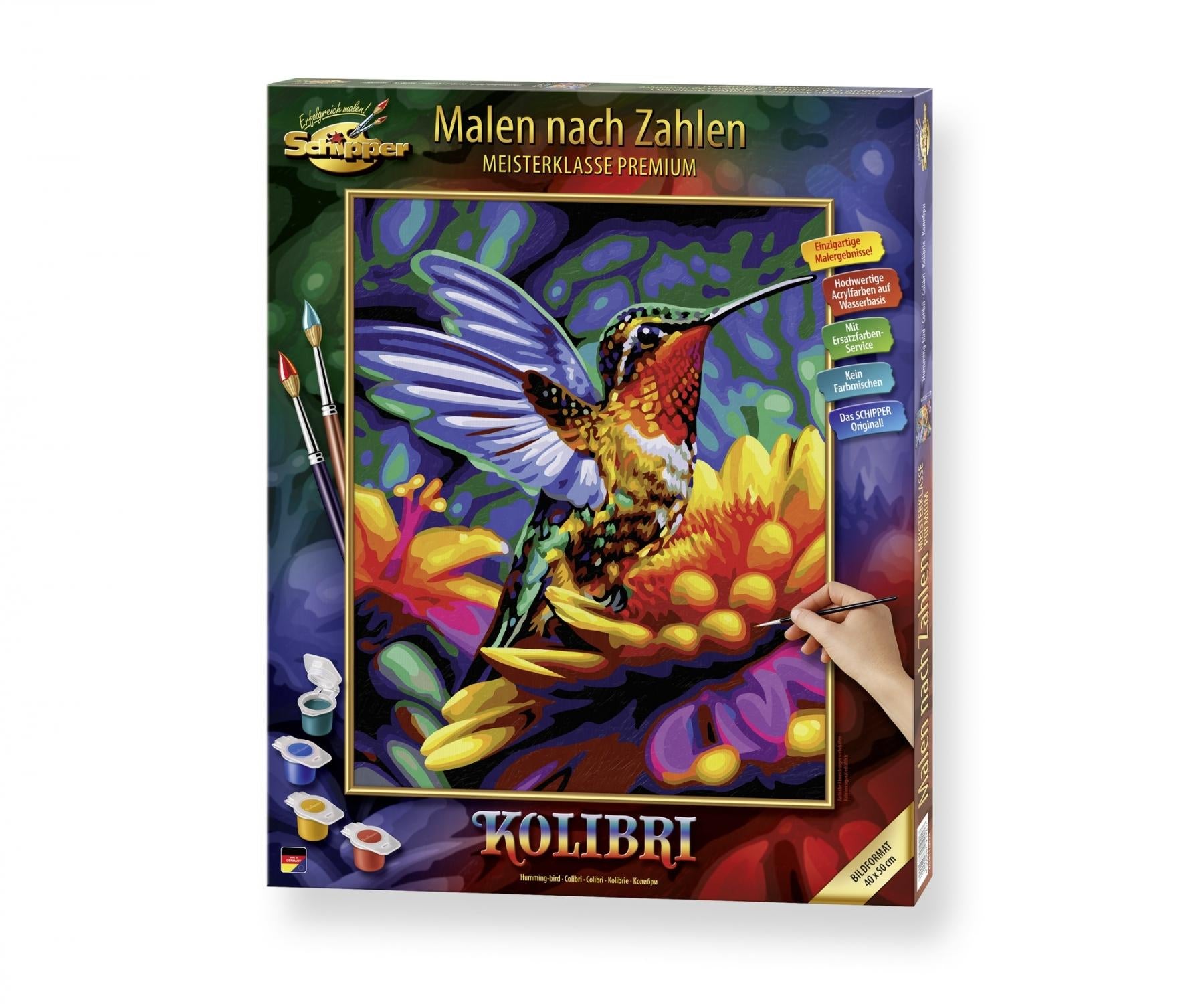 Schipper Malen-nach-Zahlen-Set Kolibri – 40 × 50 cm – 30 Farben – ab 14 Jahren