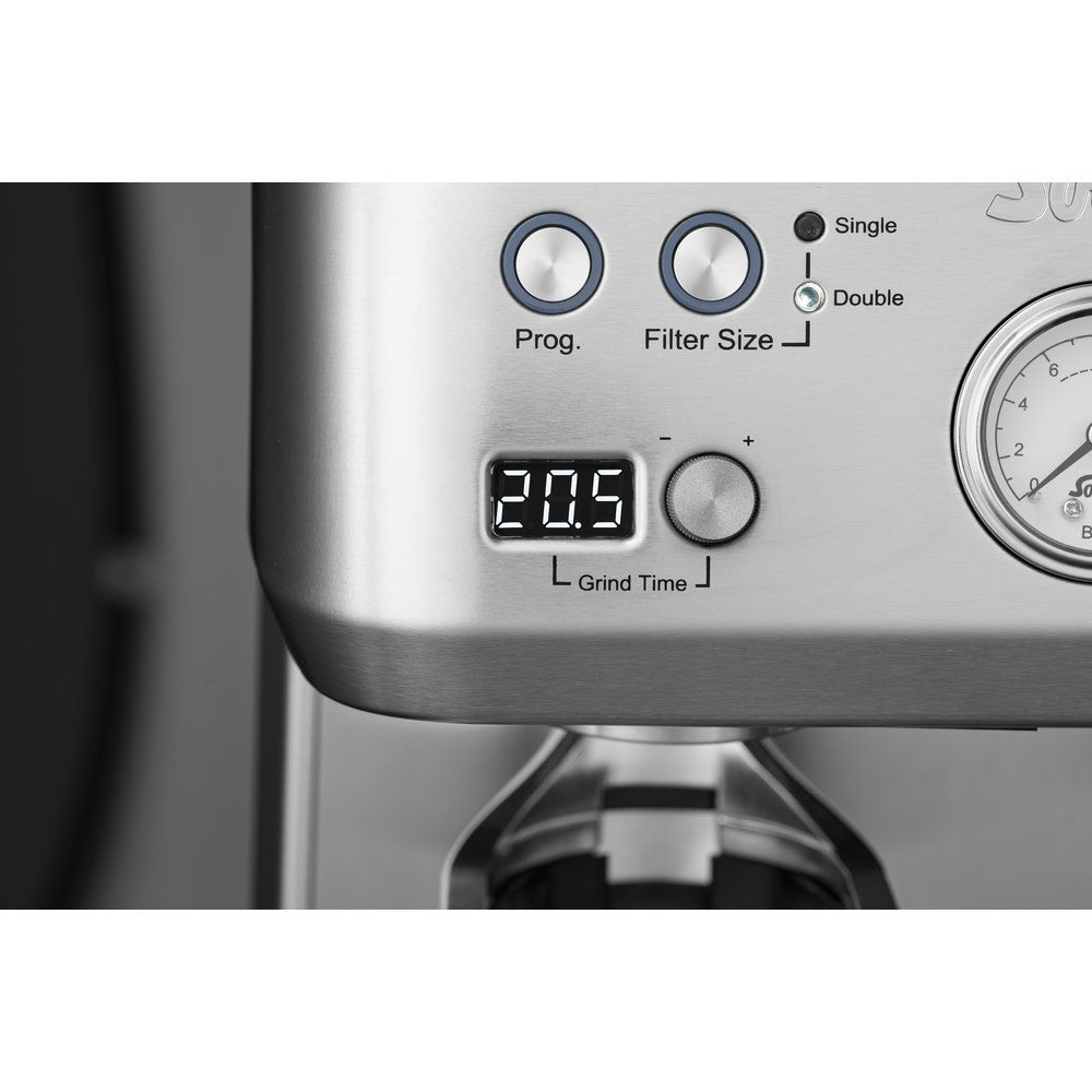 Solis Grind & Infuse Perfetta 980.35 Siebträgermaschine – 16 bar, 2,6 l, 250 g, 2 Tassen, Silber
