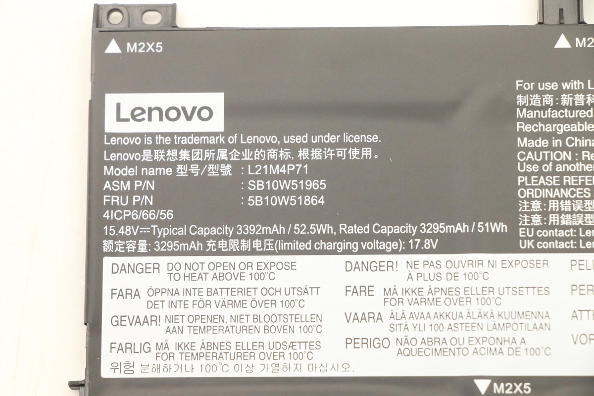 Lenovo Notebook-Akku – für Lenovo-Notebooks – 52,5 Wh, 15,48 V (4 Zellen) – Schwarz