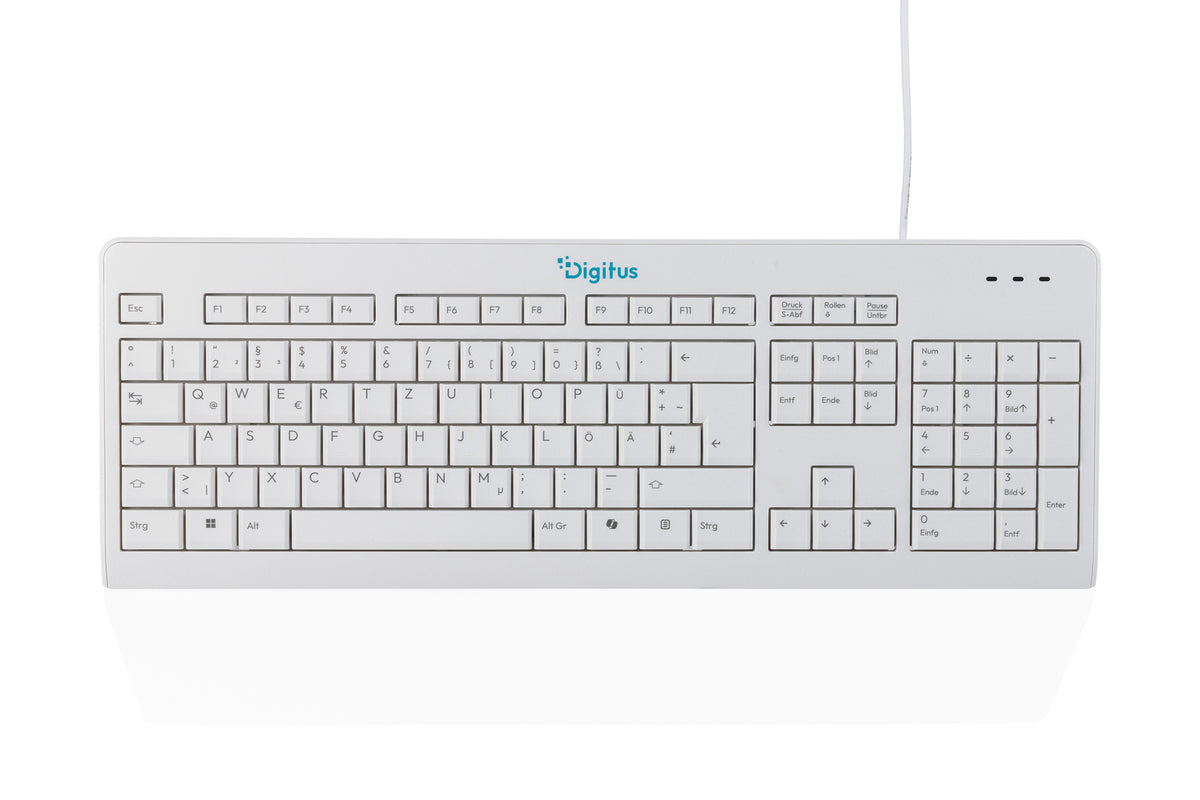 Digitus CK10 – Tastatur – Membran – kabelgebunden, USB – QWERTZ (DE) – Weiss
