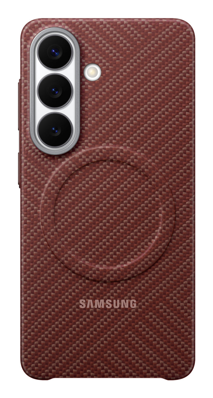 Samsung M1 Carbon Magnet Rückcover – für Samsung Galaxy S26, Korallenrot, Karbonfaser, kabelloses Laden