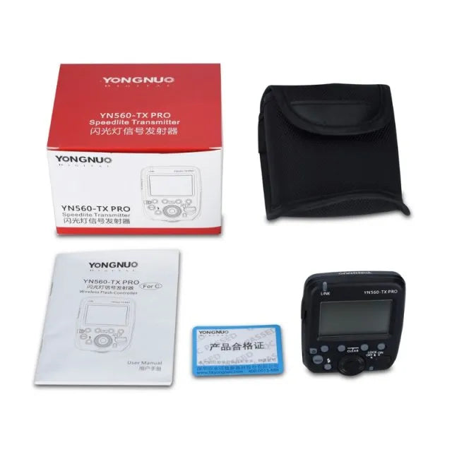 Yongnuo YN-560-TXPRO-N Blitz-Transmitter – 2,4 GHz, 100 m Reichweite, 6 Gruppen/16 Kanäle – für Nikon – Schwarz