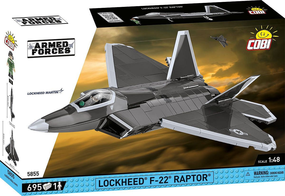 COBI Lockheed F-22 Raptor Bausteine – Militär – 695-teilig – 28 × 11,5 × 39,5 cm – ab 9 J. – Grau
