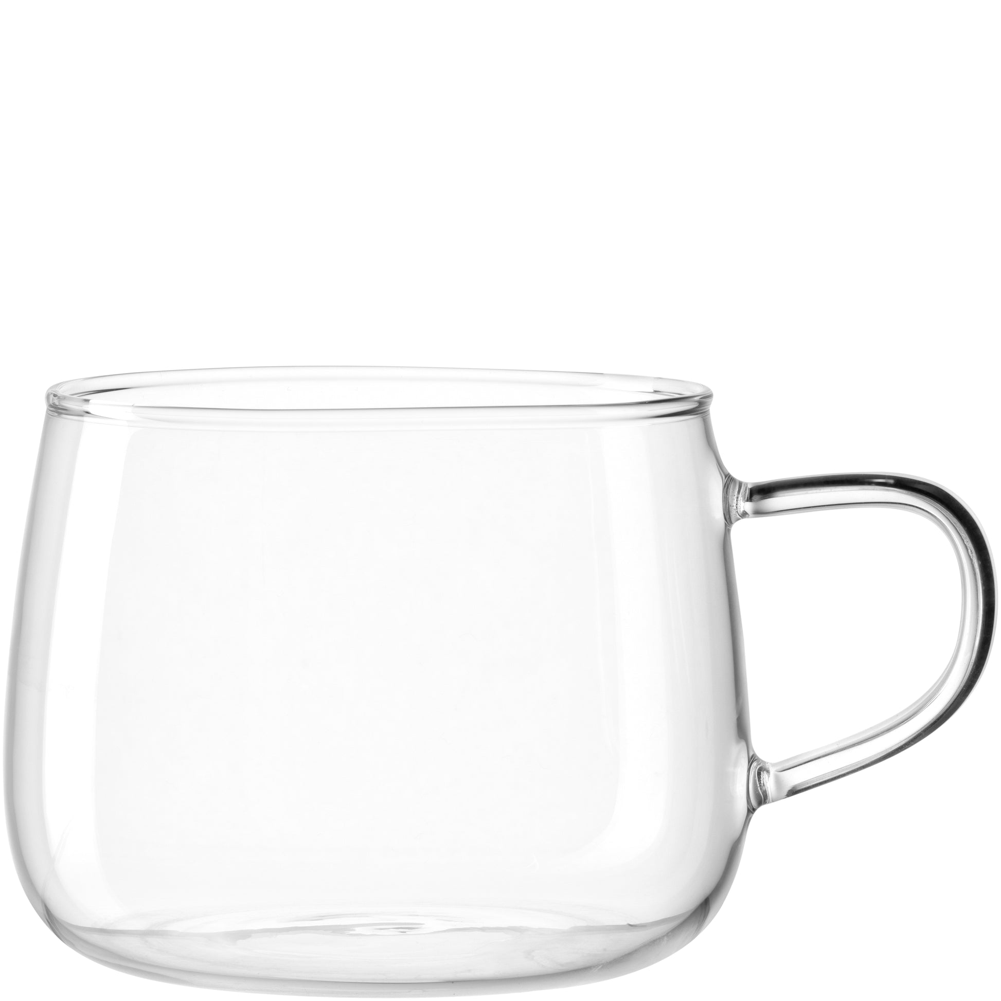 LEONARDO Tasse – 0,45 l, Glas, transparent, mit Henkel, spülmaschinenfest, mikrowellenfest, 4 Stück