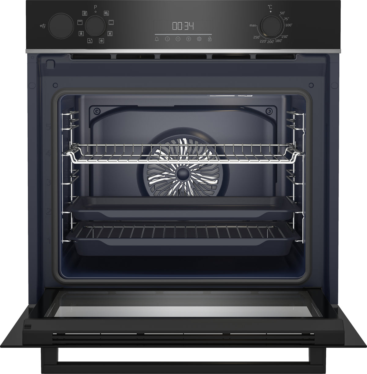 Beko Einbau-Ofen BBIS143N0B – 72 l, Grill & Heissluft, Selbstreinigend – silber