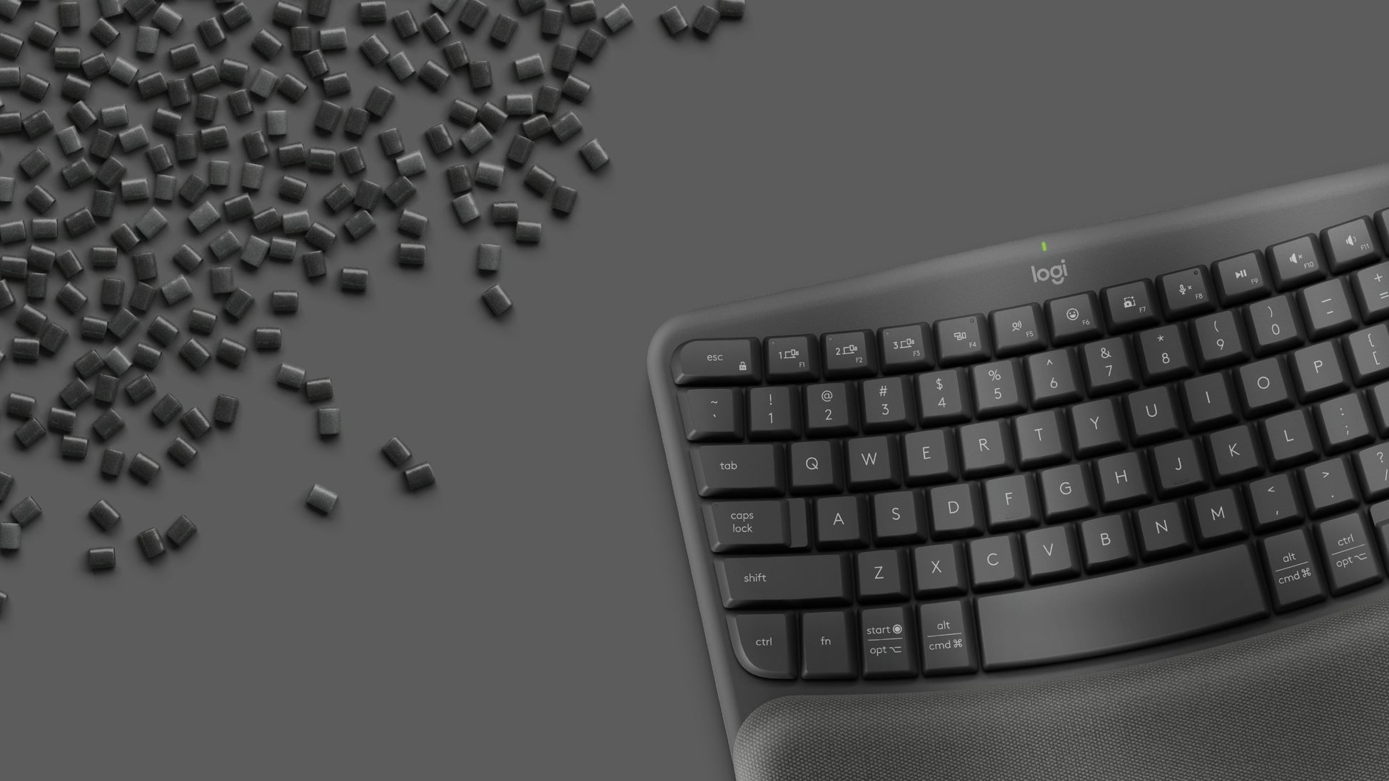 Logitech Wave Keys – Ergonomische Tastatur – Membran – Bluetooth & 2,4 GHz (Logi Bolt) – QWERTY (ES) – Graphit