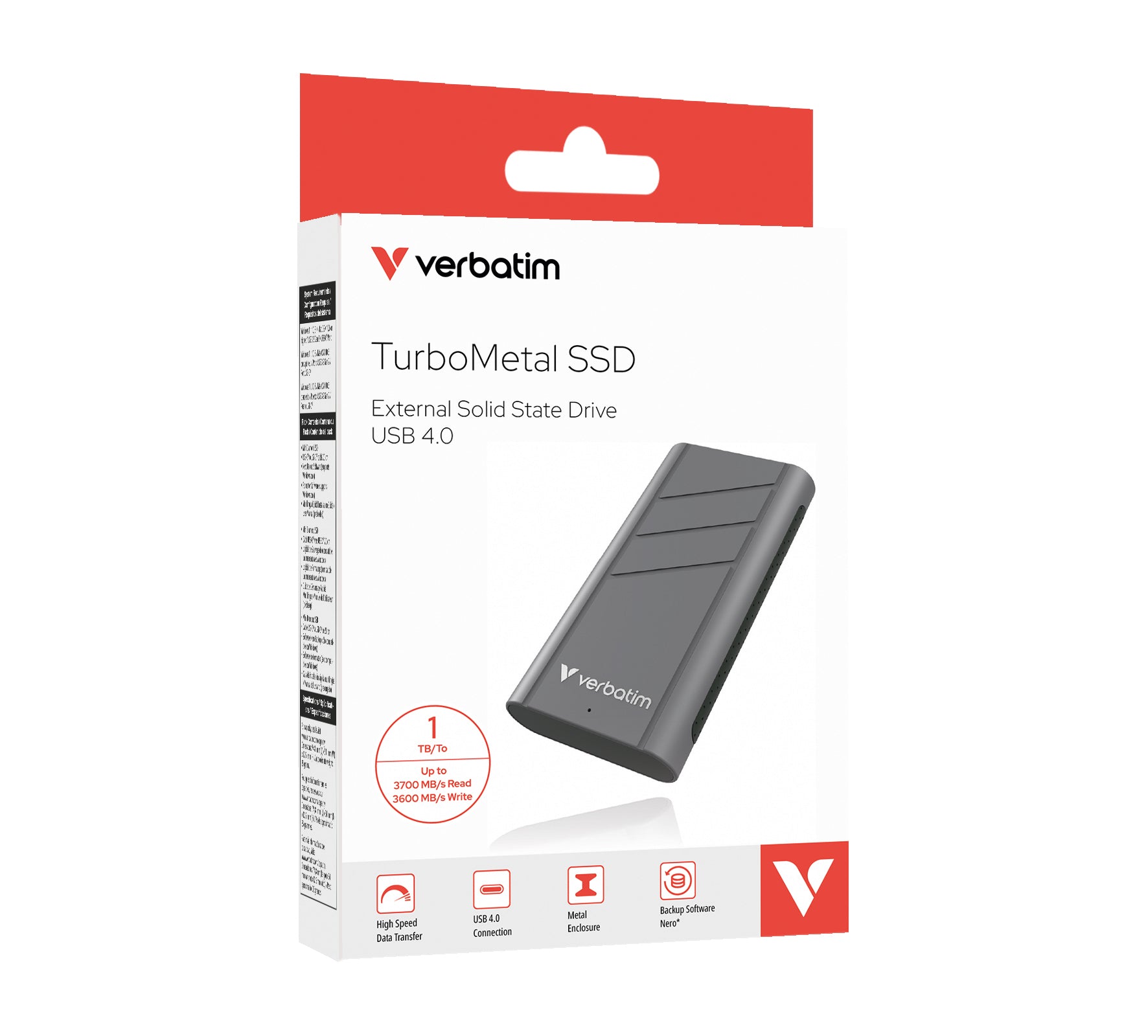 Verbatim TurboMetal – 1 TB SSD, USB4 Gen 2x2 (40 Gbit/s), USB Typ-C