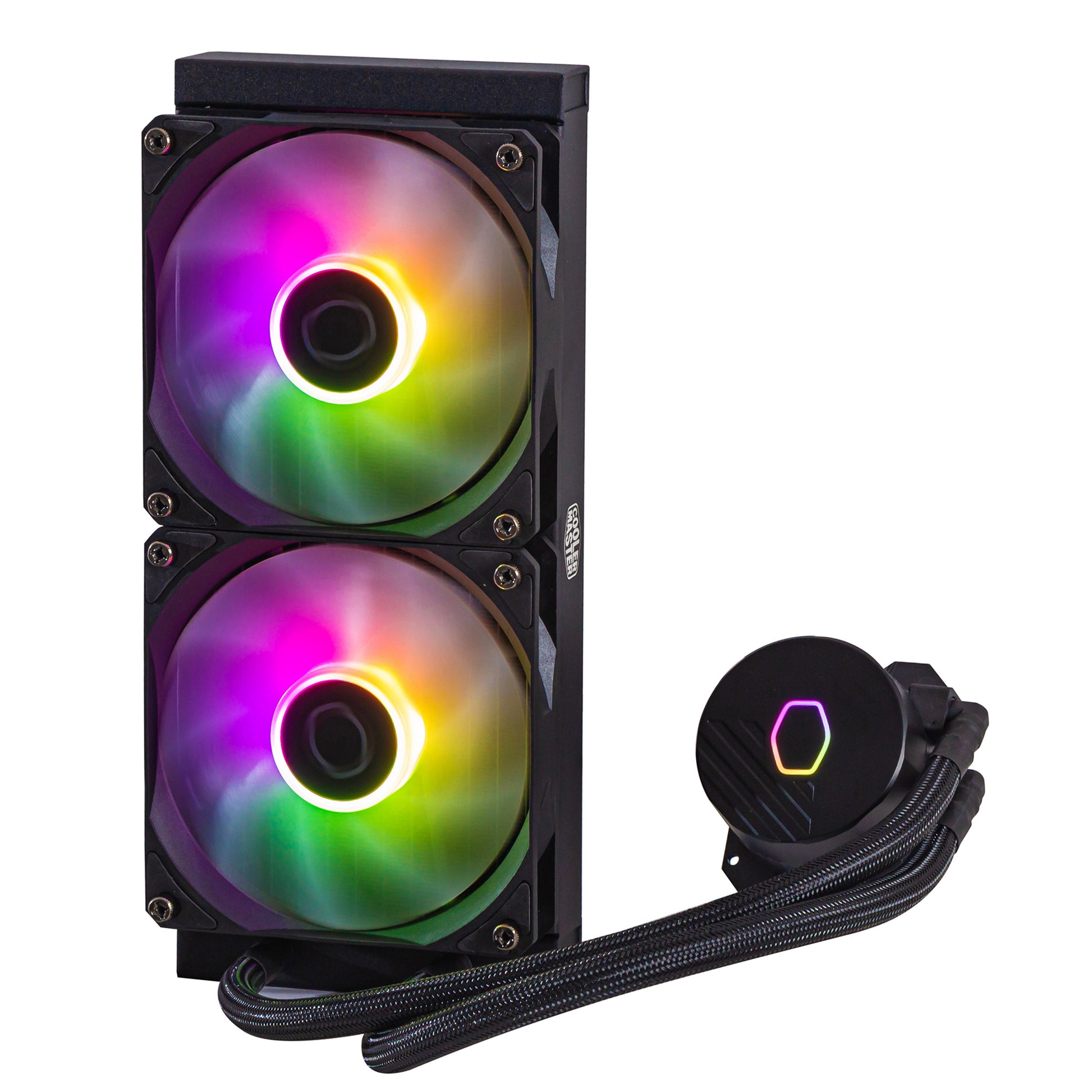 Cooler Master MasterLiquid 240L Core ARGB – Flüssigkeitskühlung – 240 mm, 2×120 mm Lüfter, Schwarz