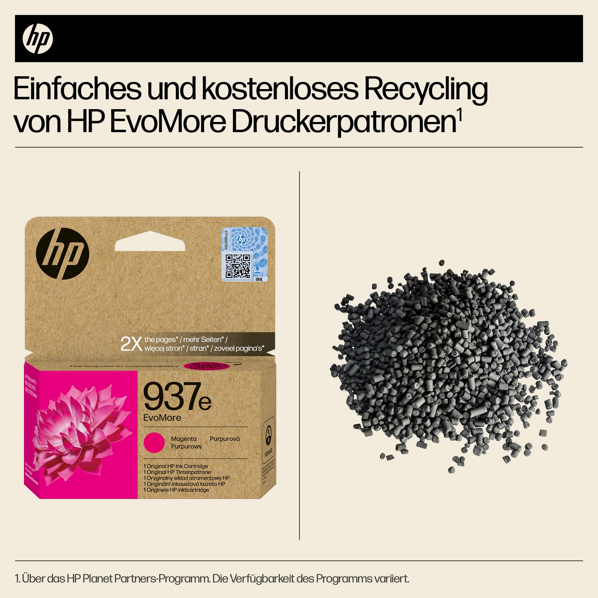 HP 937EXL Magenta Tintenpatrone (Original) – 1'650 Seiten – für HP 937E