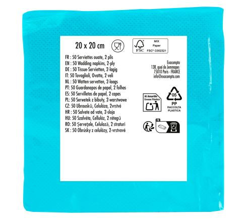 PRONAPPE Servietten hellblau – 20 × 20 cm, 2-lagig – 50 Stück