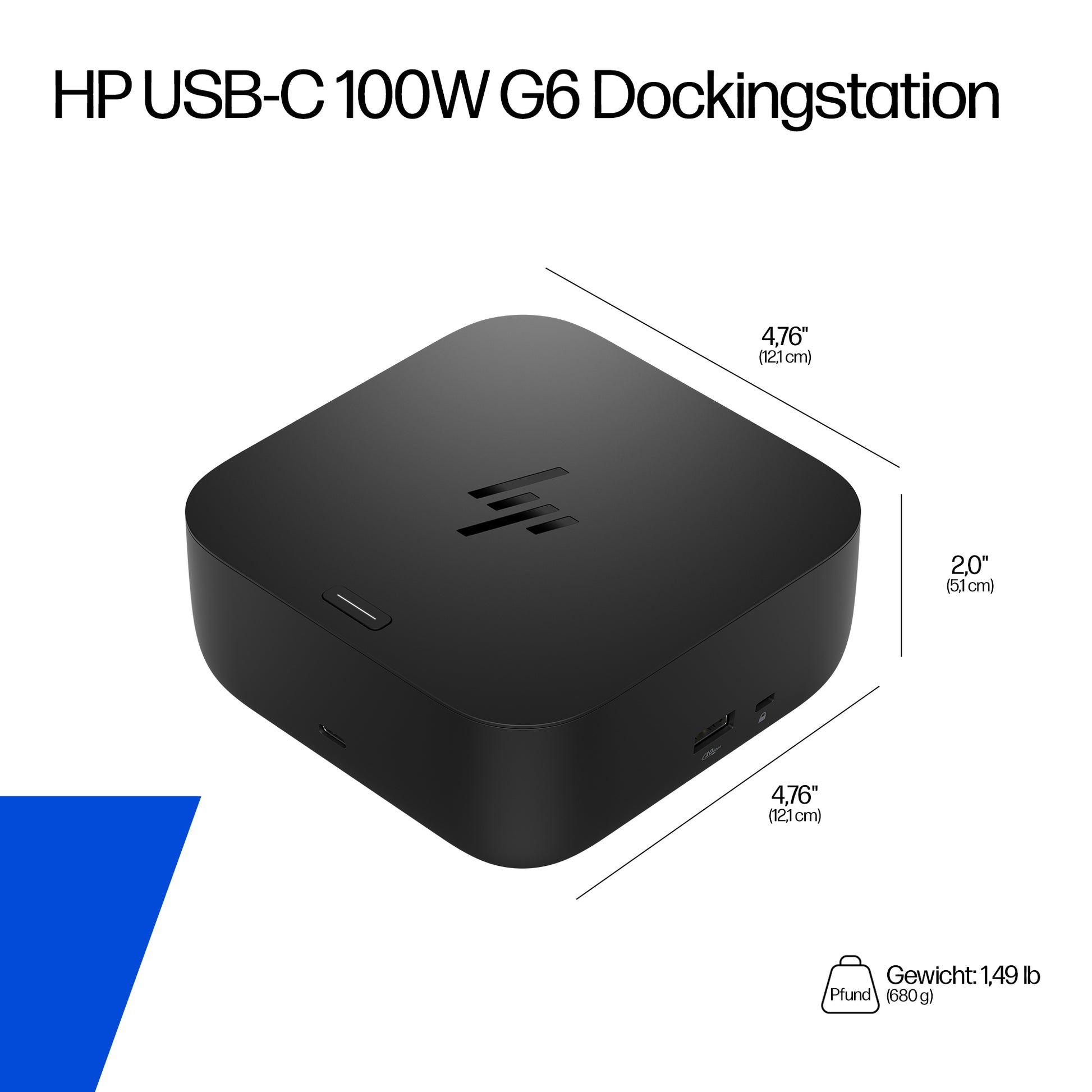 HP G6 Dockingstation – USB-C, 2× DP, 1× HDMI, 3× USB-A, 100 W PD, 2,5GbE, für Windows/Mac/ChromeOS