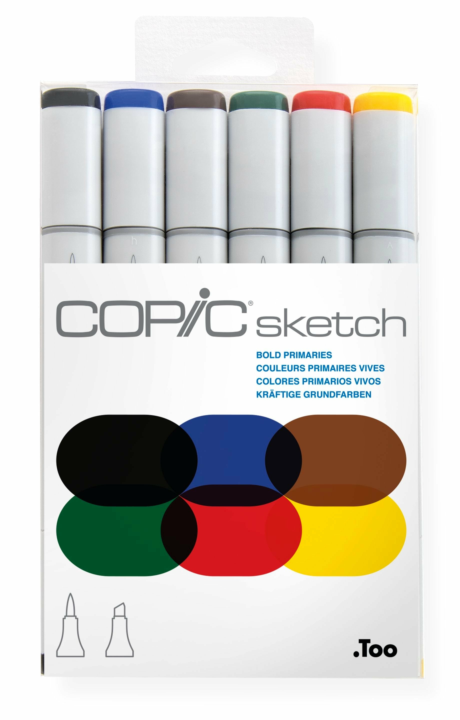 Copic Sketch Brush Pen, Doppelspitze – Keil- und Pinselspitze, alkoholbasiert, 6 Farben